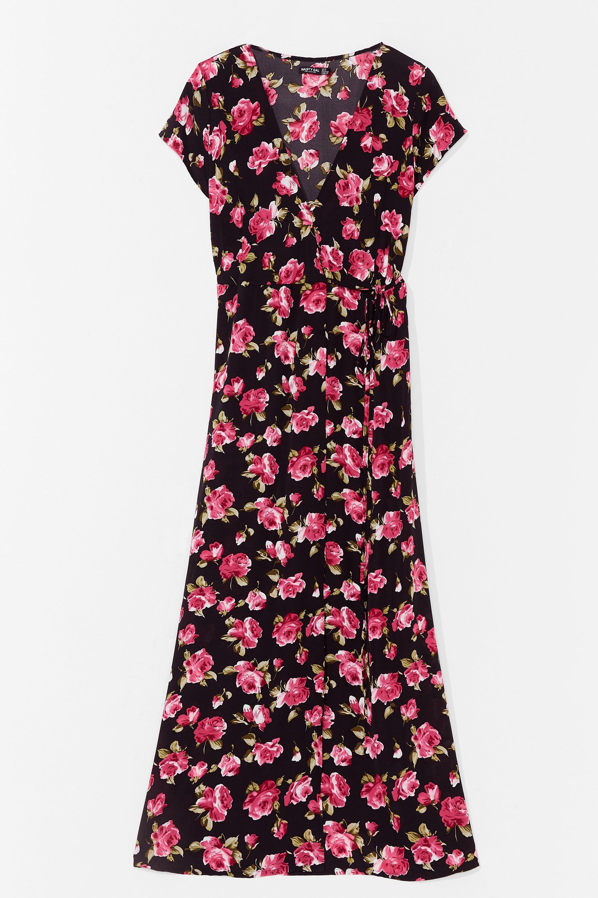 plus size floral wrap maxi dress