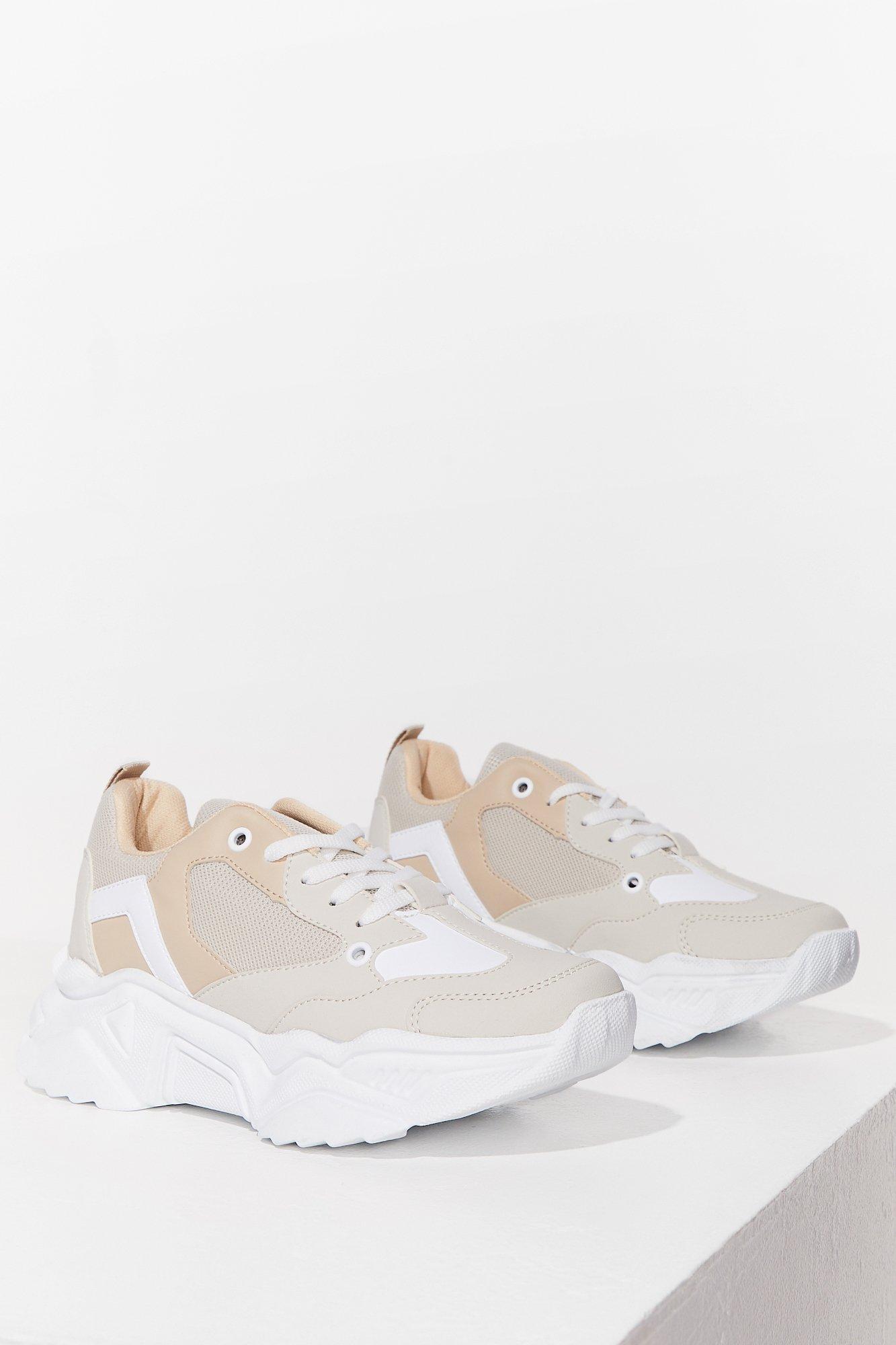 beige chunky trainers
