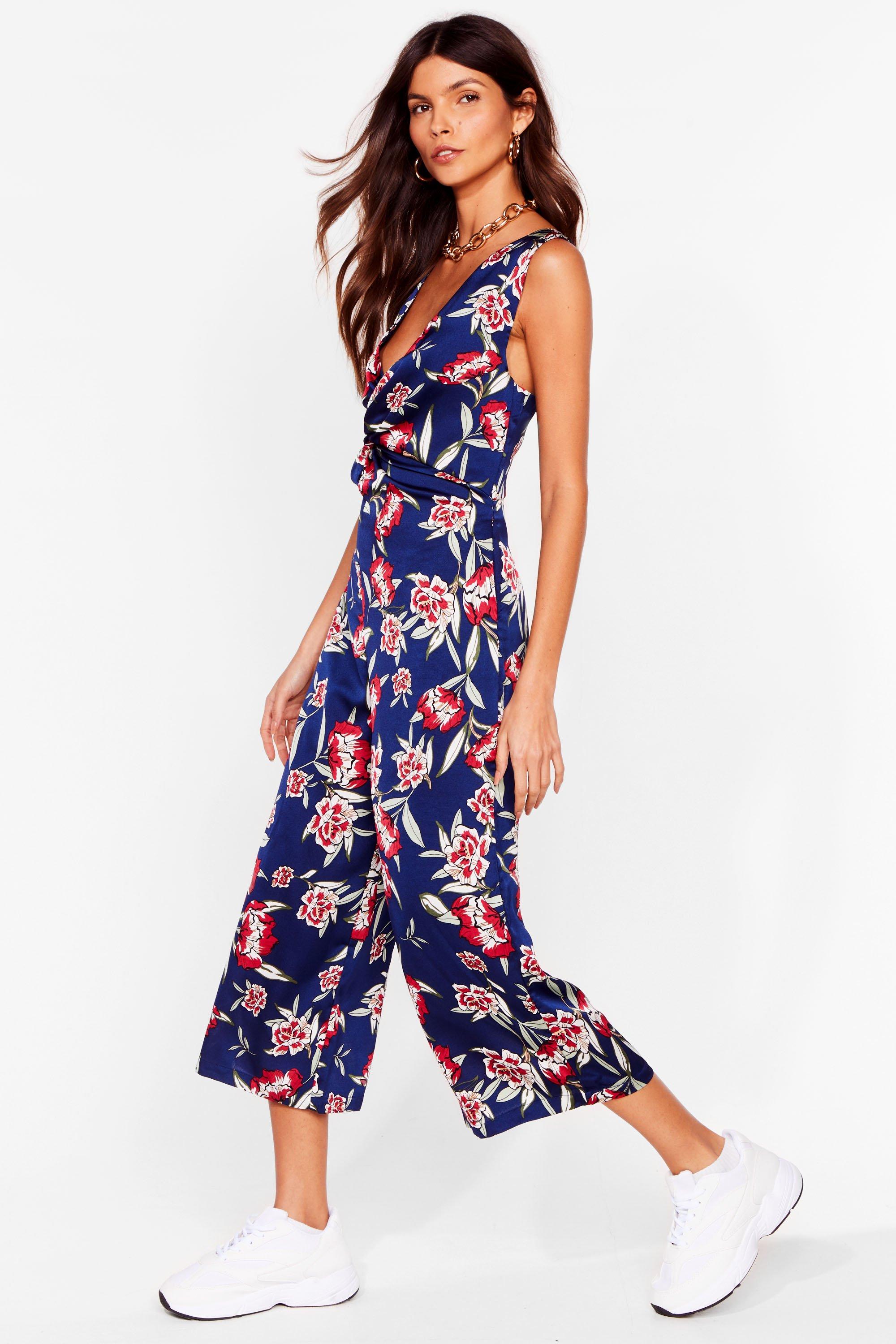 navy floral culotte jumpsuit