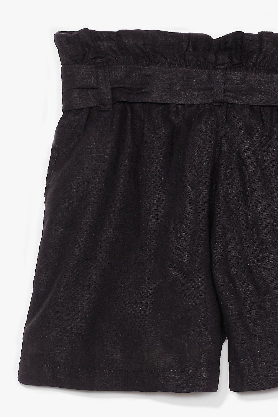 high waisted black linen shorts
