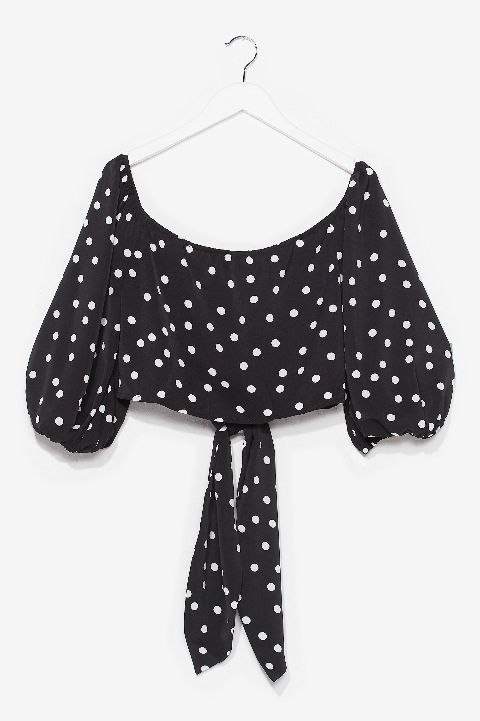 polka dot tie front crop top