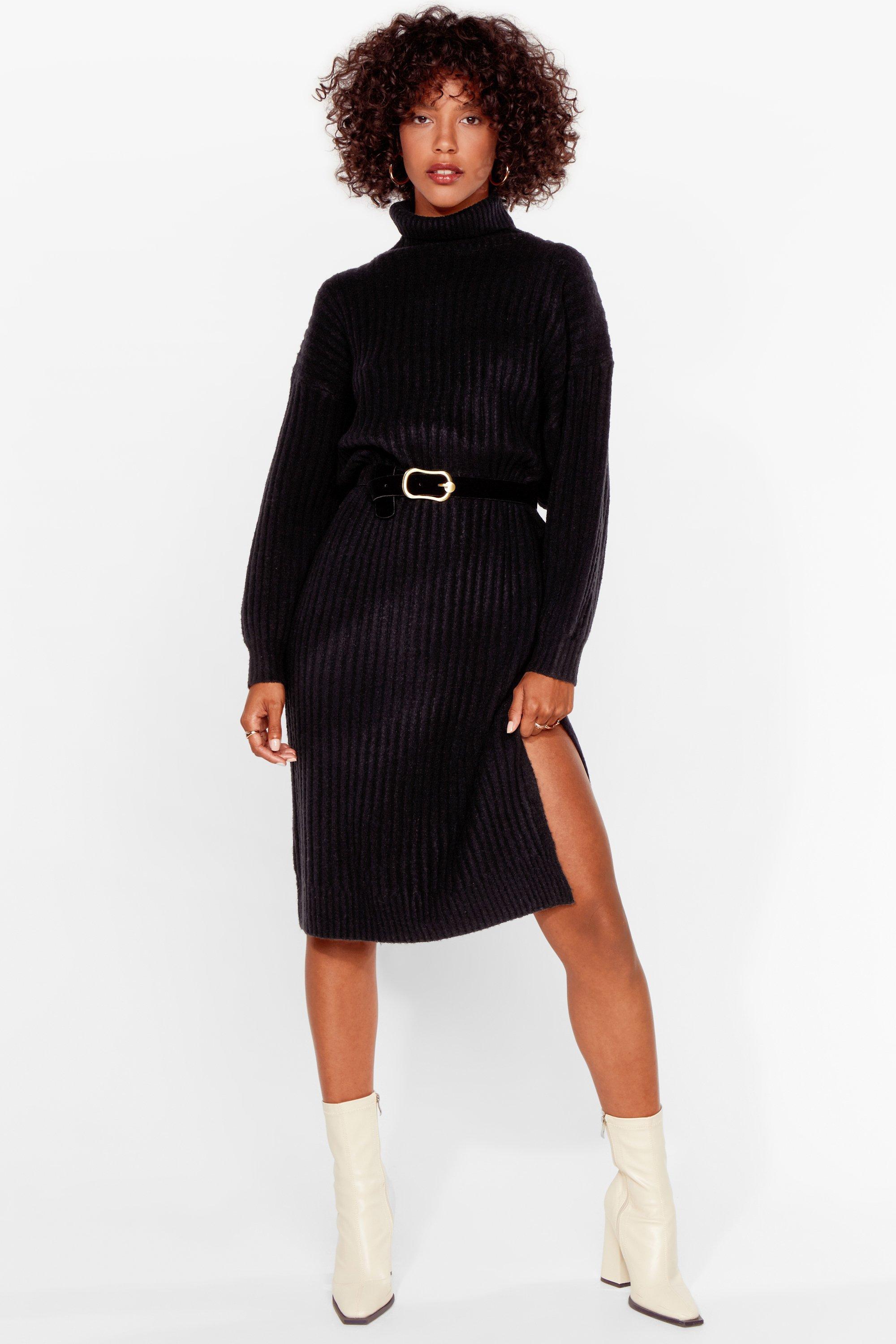 chunky knit midi dress