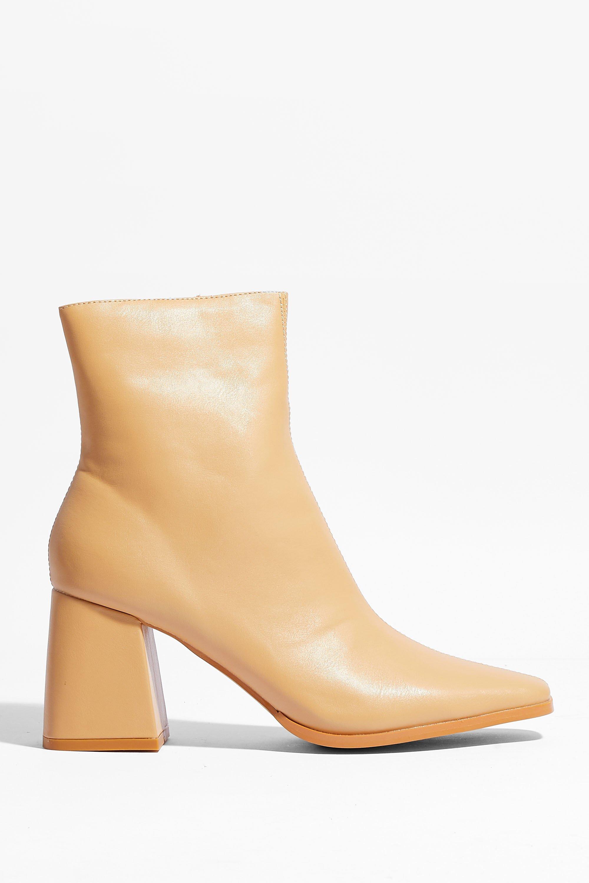 leather block heel booties