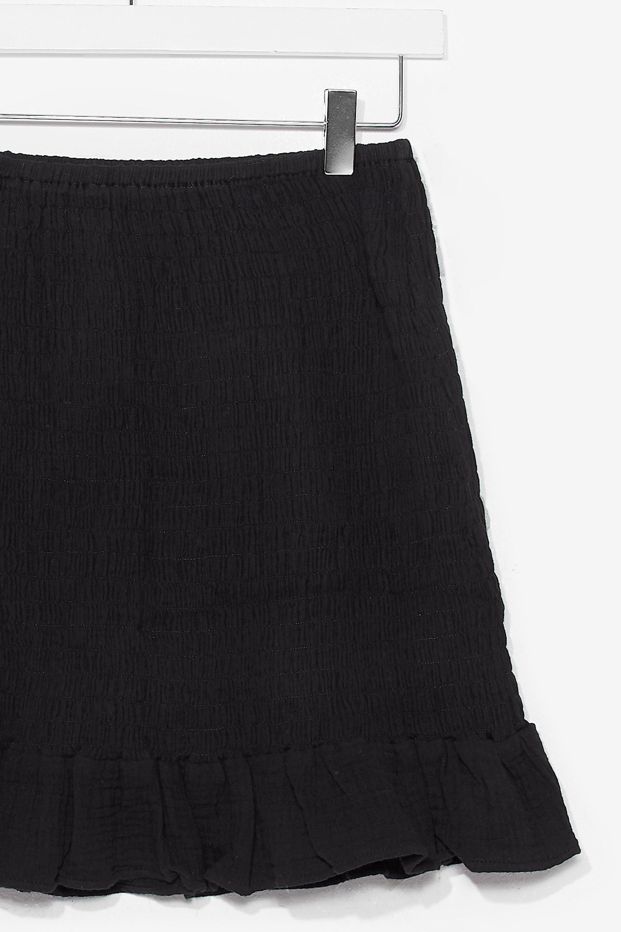 black ruffle hem mini skirt