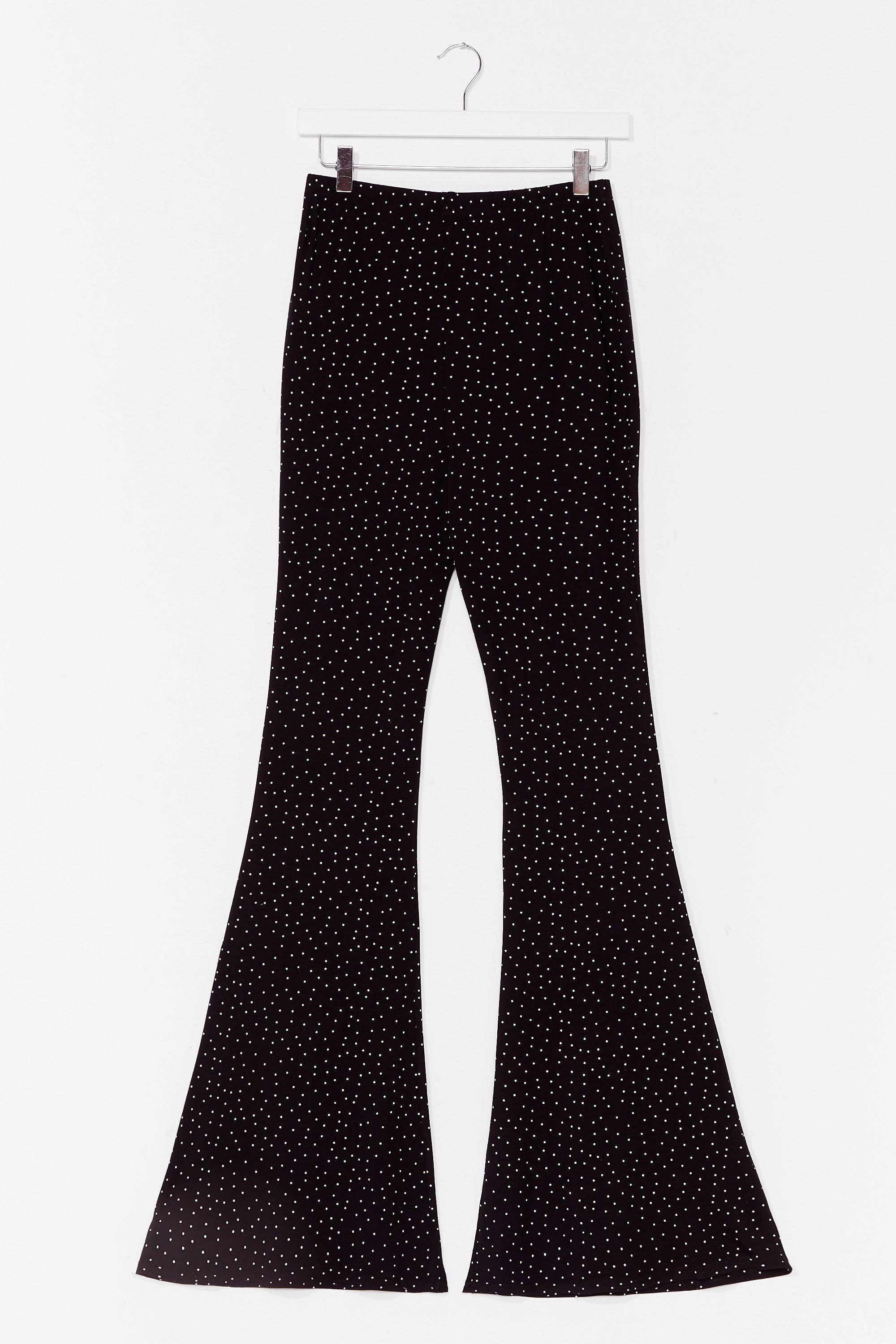 spotty flared trousers