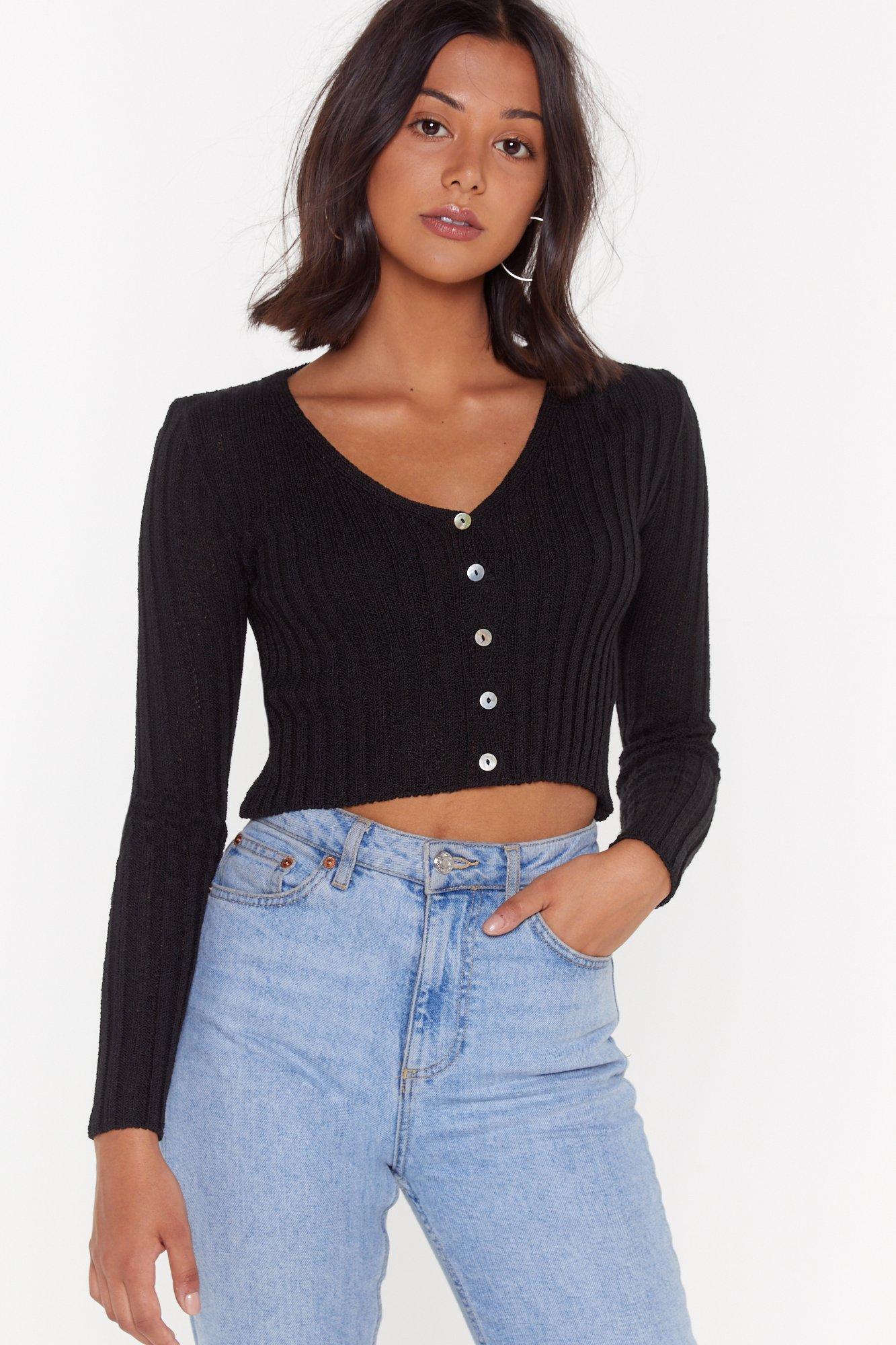 cropped button down cardigan