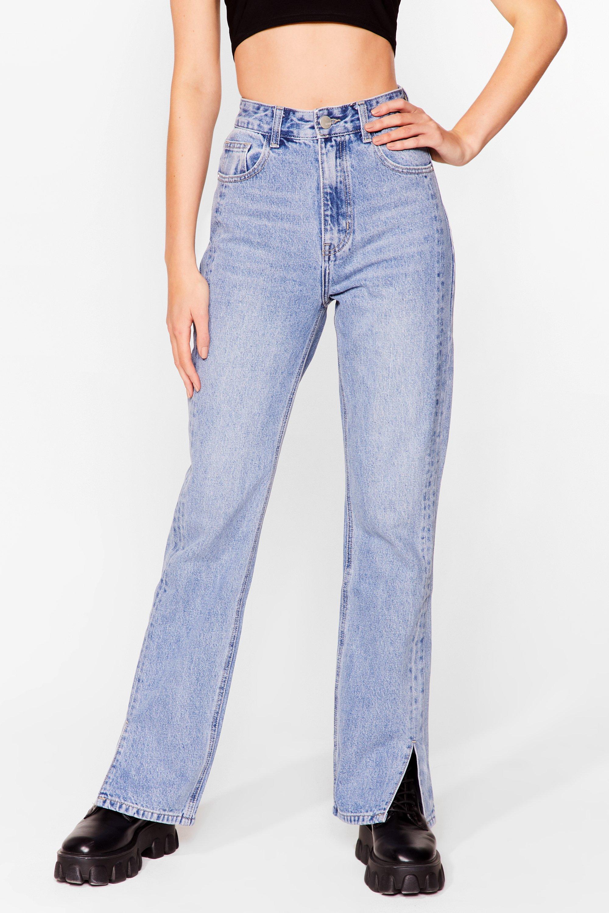 wide leg jeans with slits