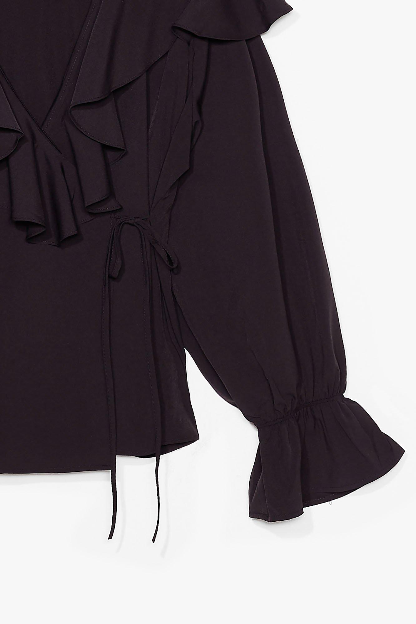 black ruffle blouse