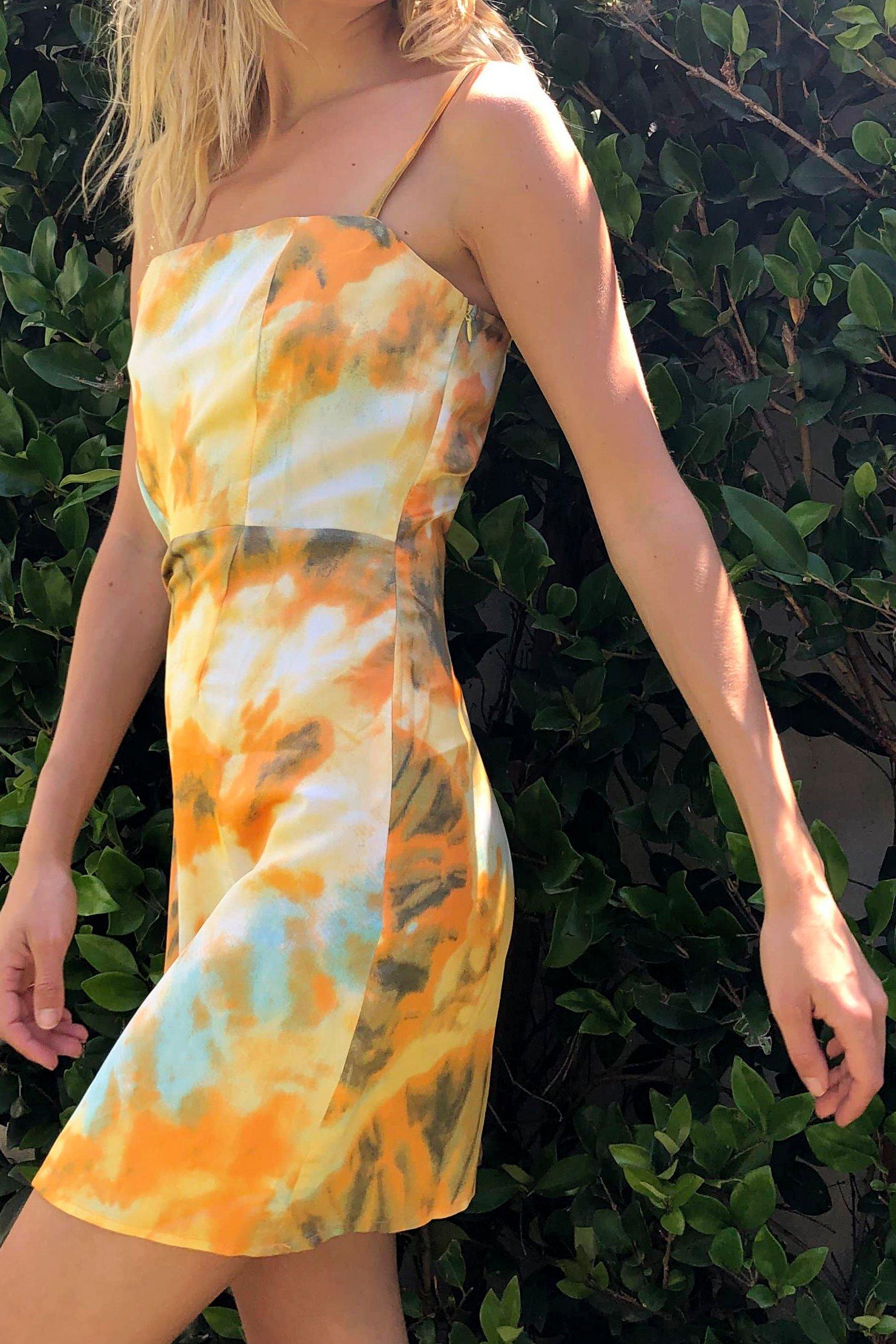 orange tie dye dress