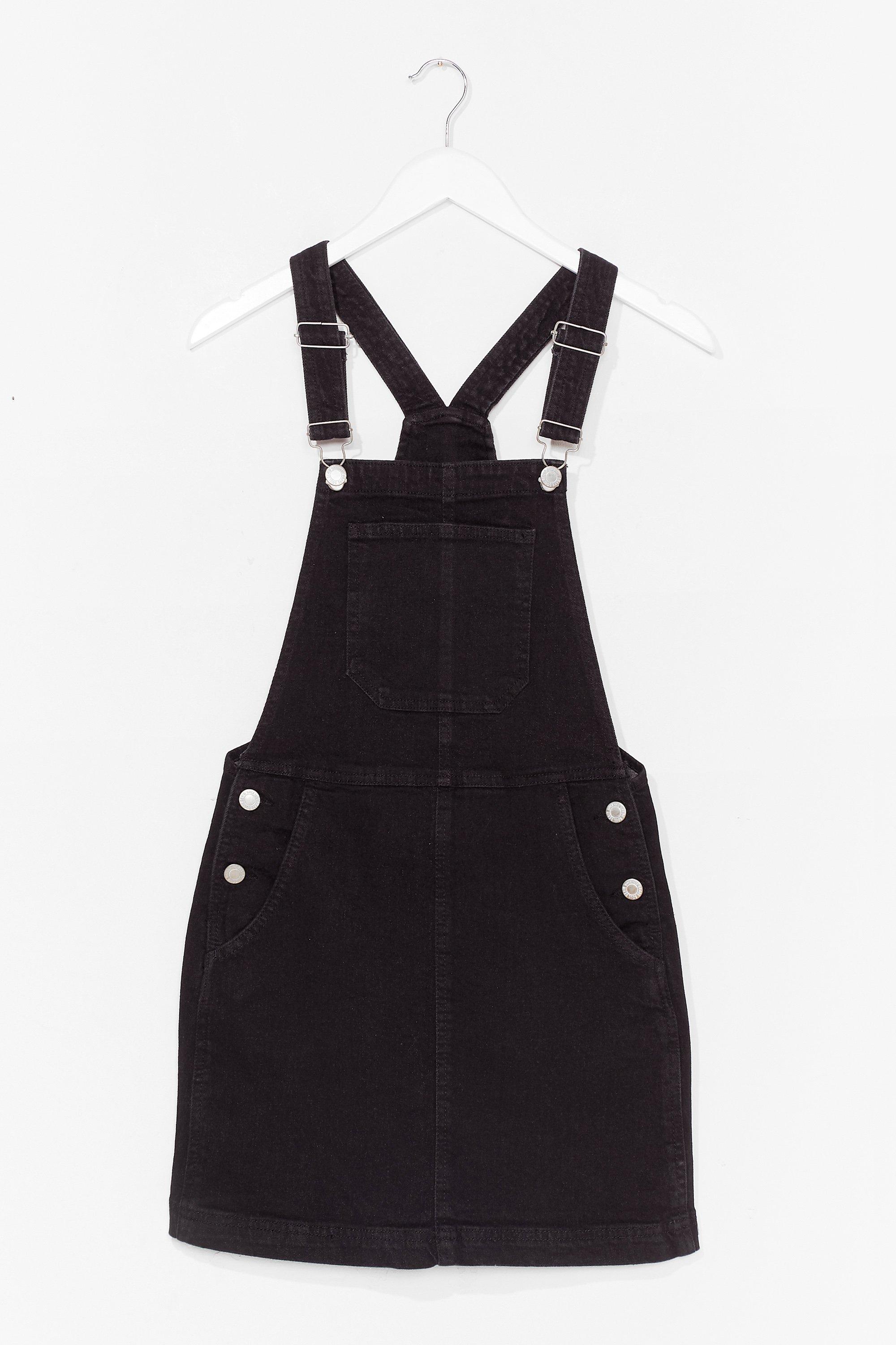 black denim dungarees dress