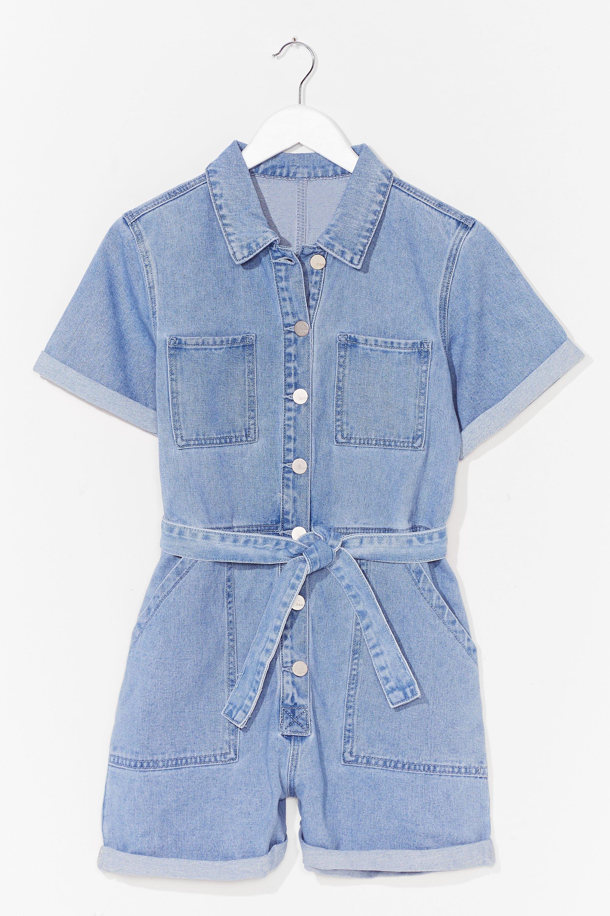 denim belted playsuit