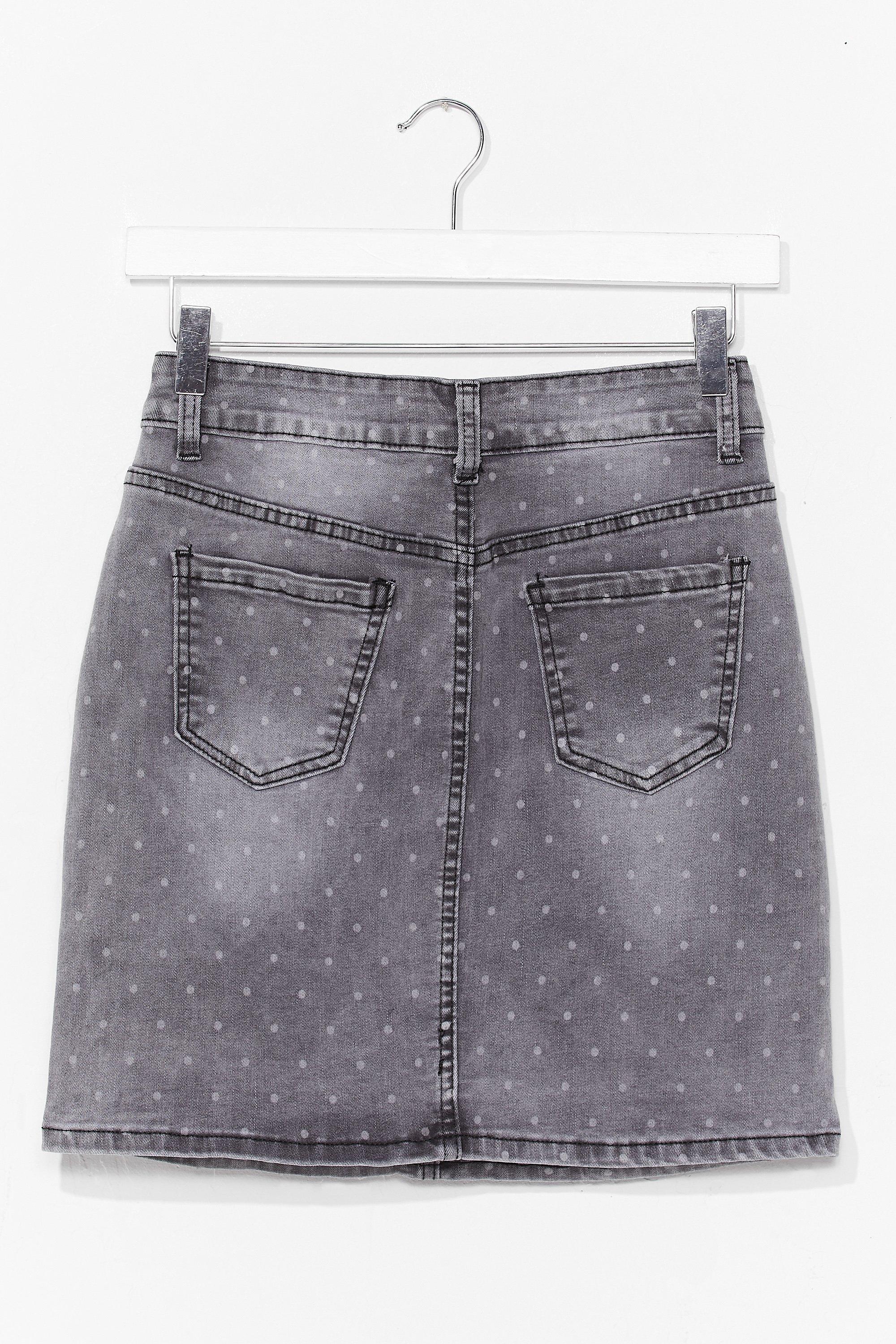grey denim mini skirt