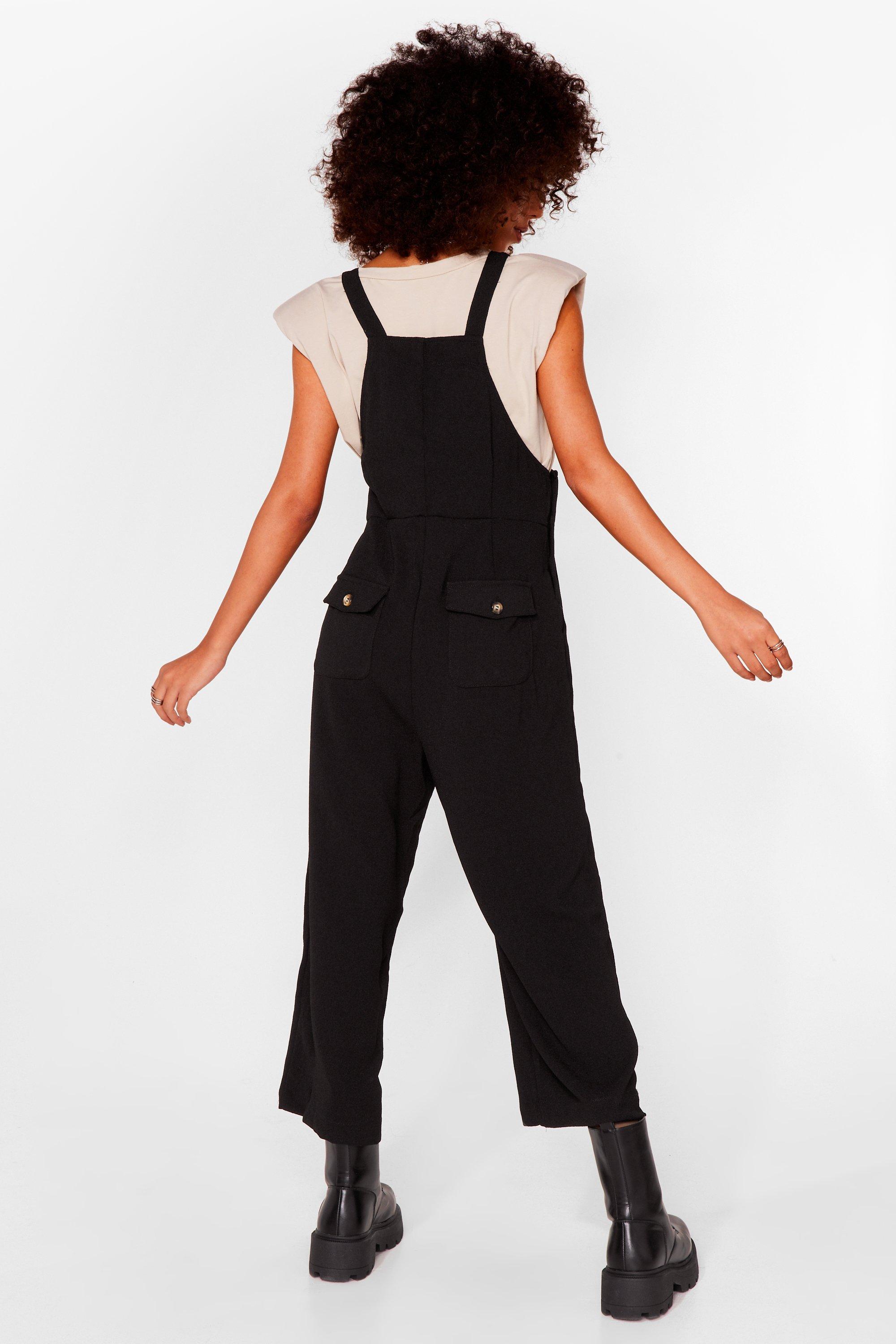 black wide leg dungarees