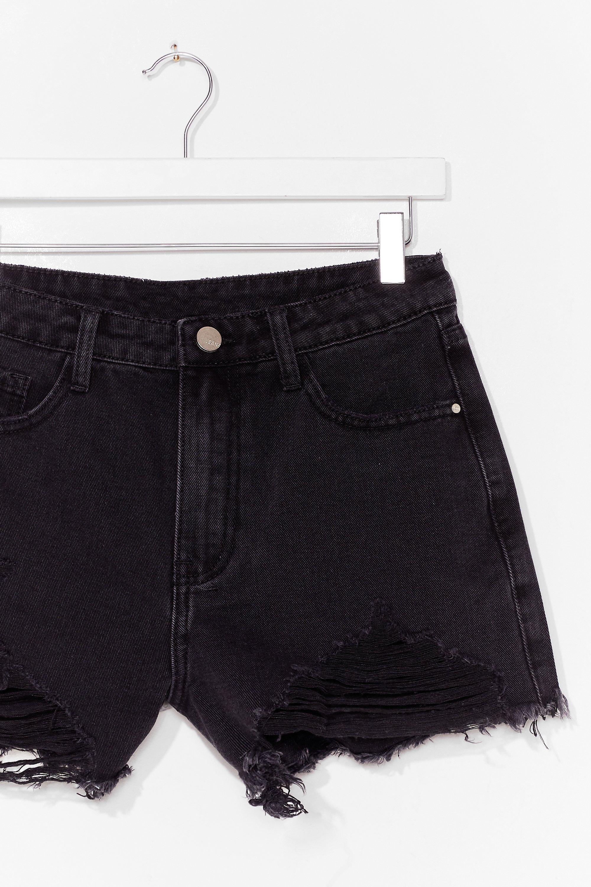 black distressed denim shorts