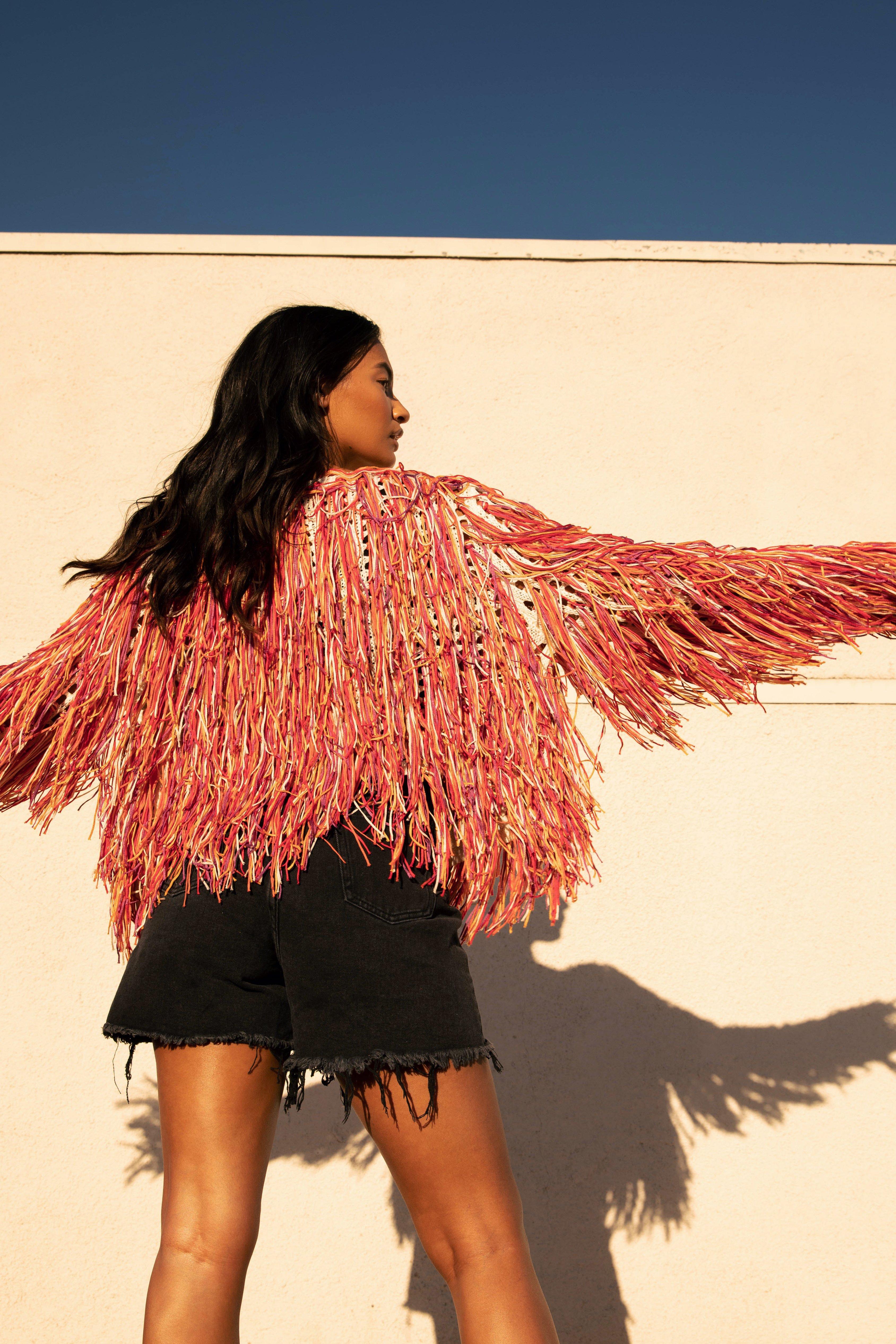 fringe shaggy cardigan