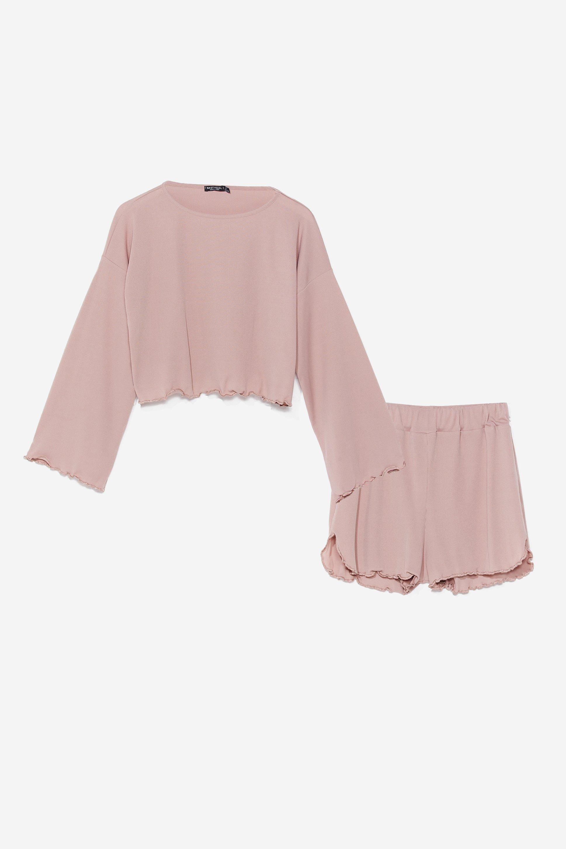 Rib's Been a Long Day Ruffle Pyjama Shorts Set