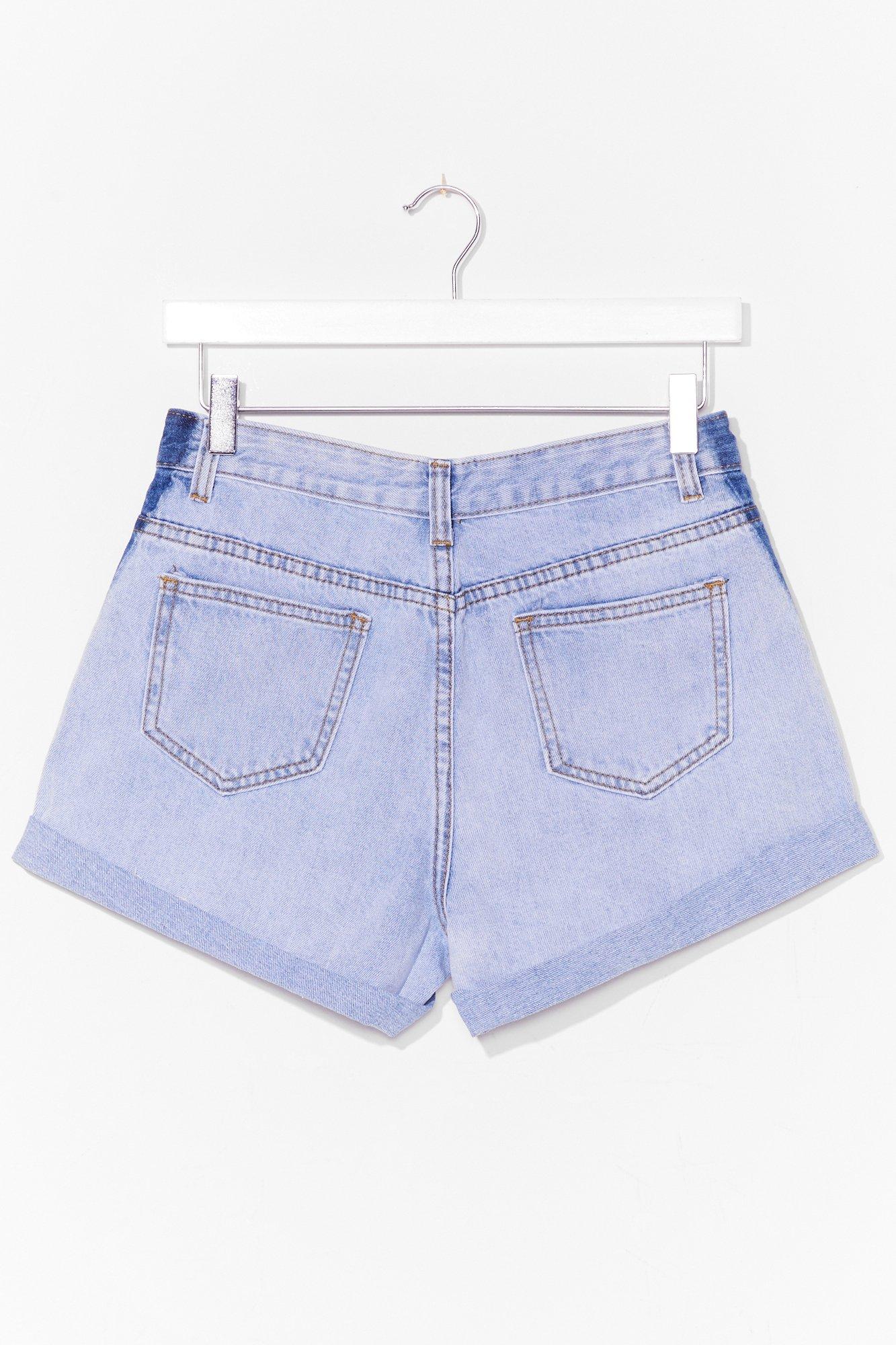 two tone denim shorts