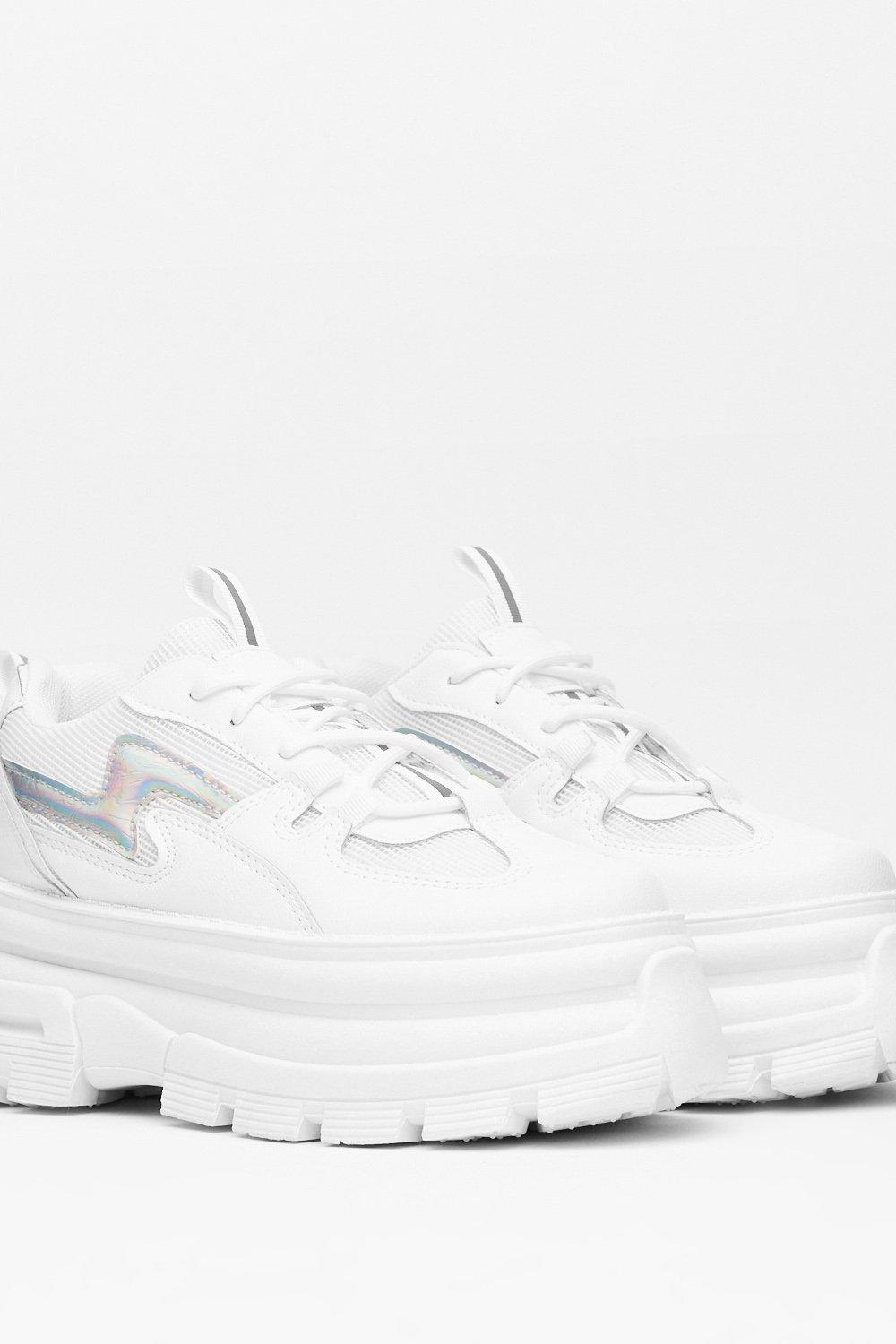 platform chunky trainers white