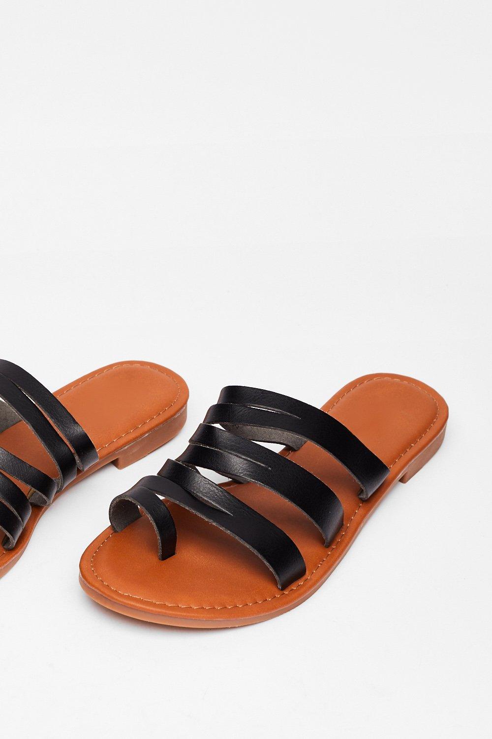 flat black strappy sandals