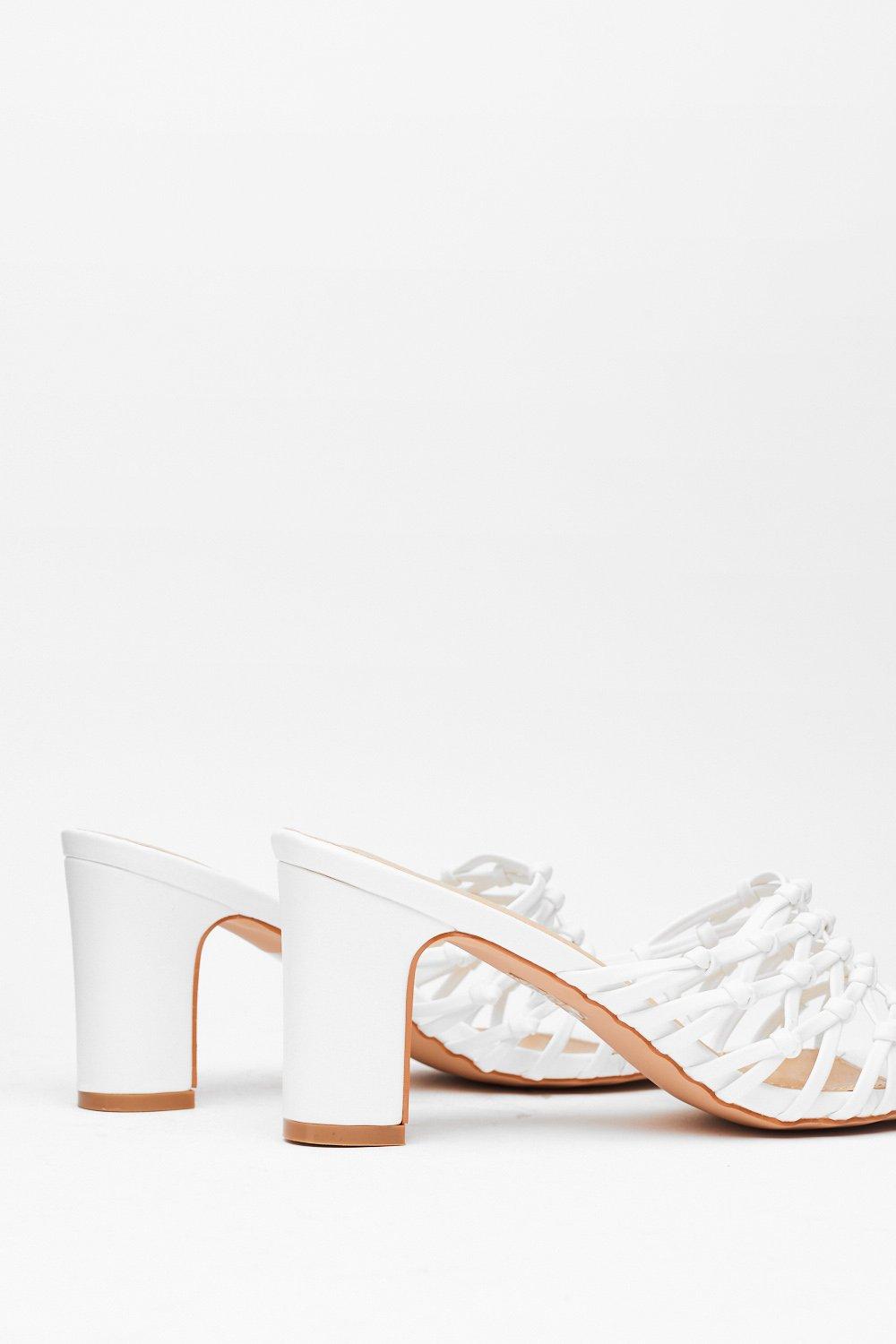 white mules block heel