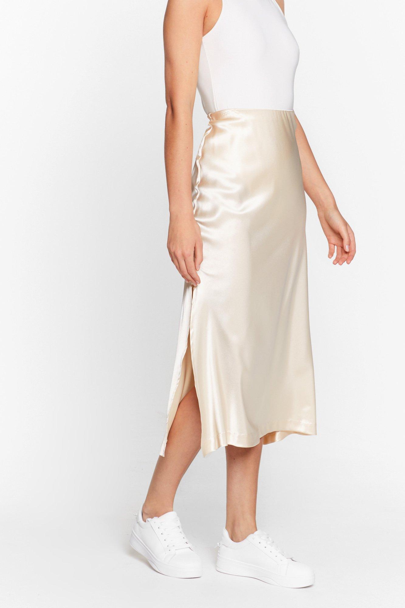 satin midi dress with slit