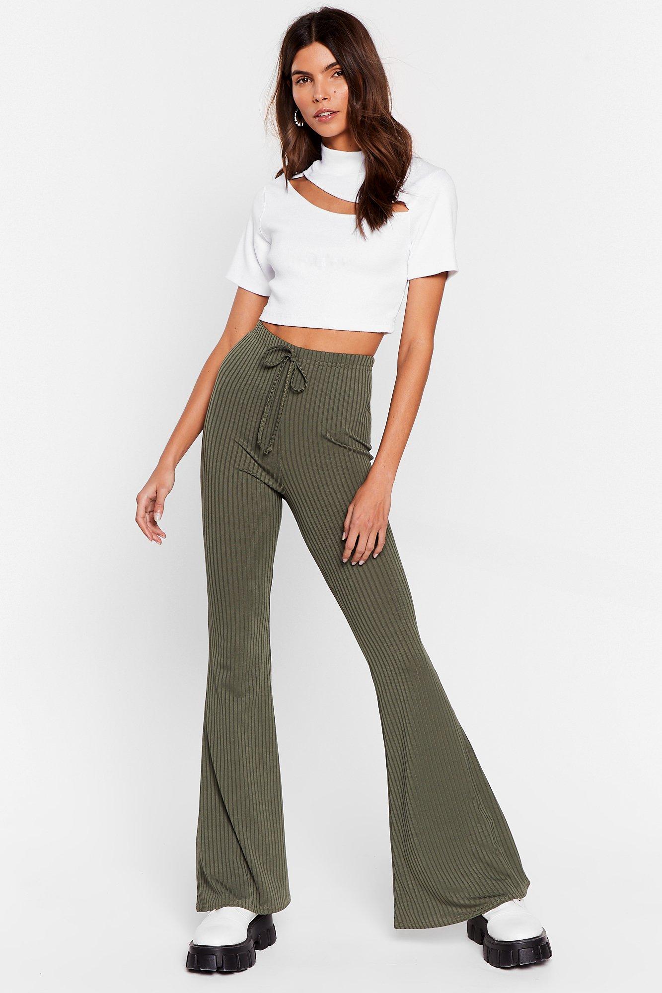 khaki flare jeans