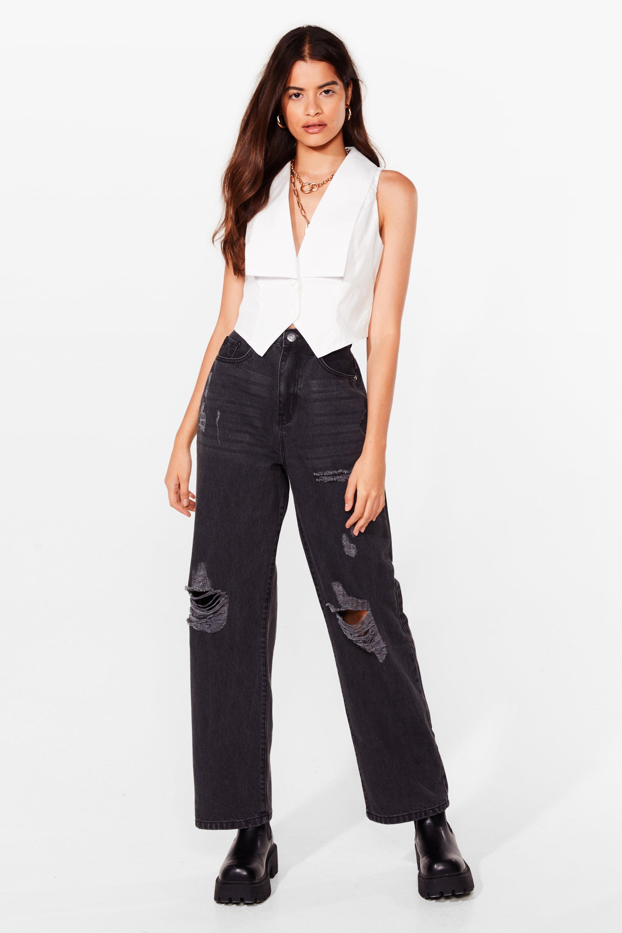 distressed mom jeans black