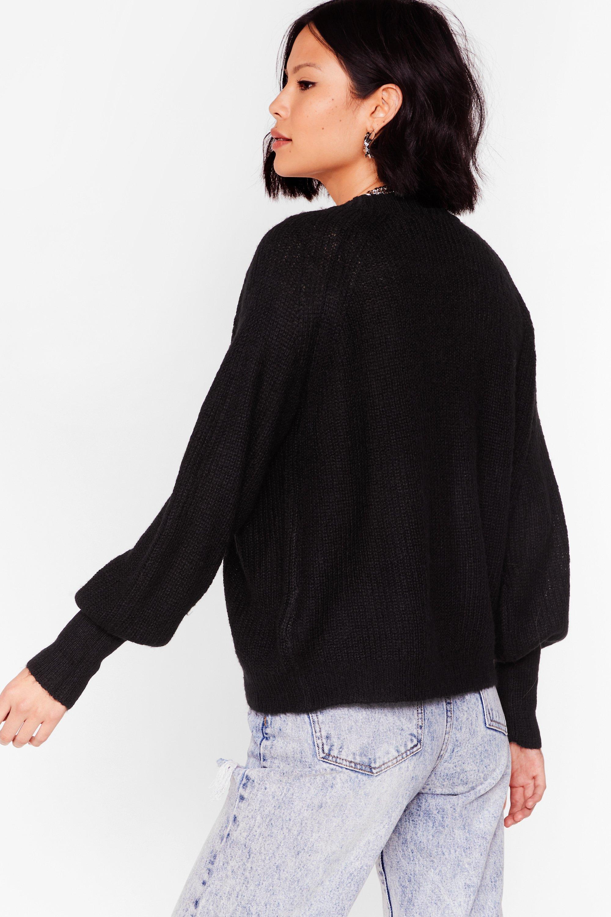 stone balloon sleeve knitted cardigan