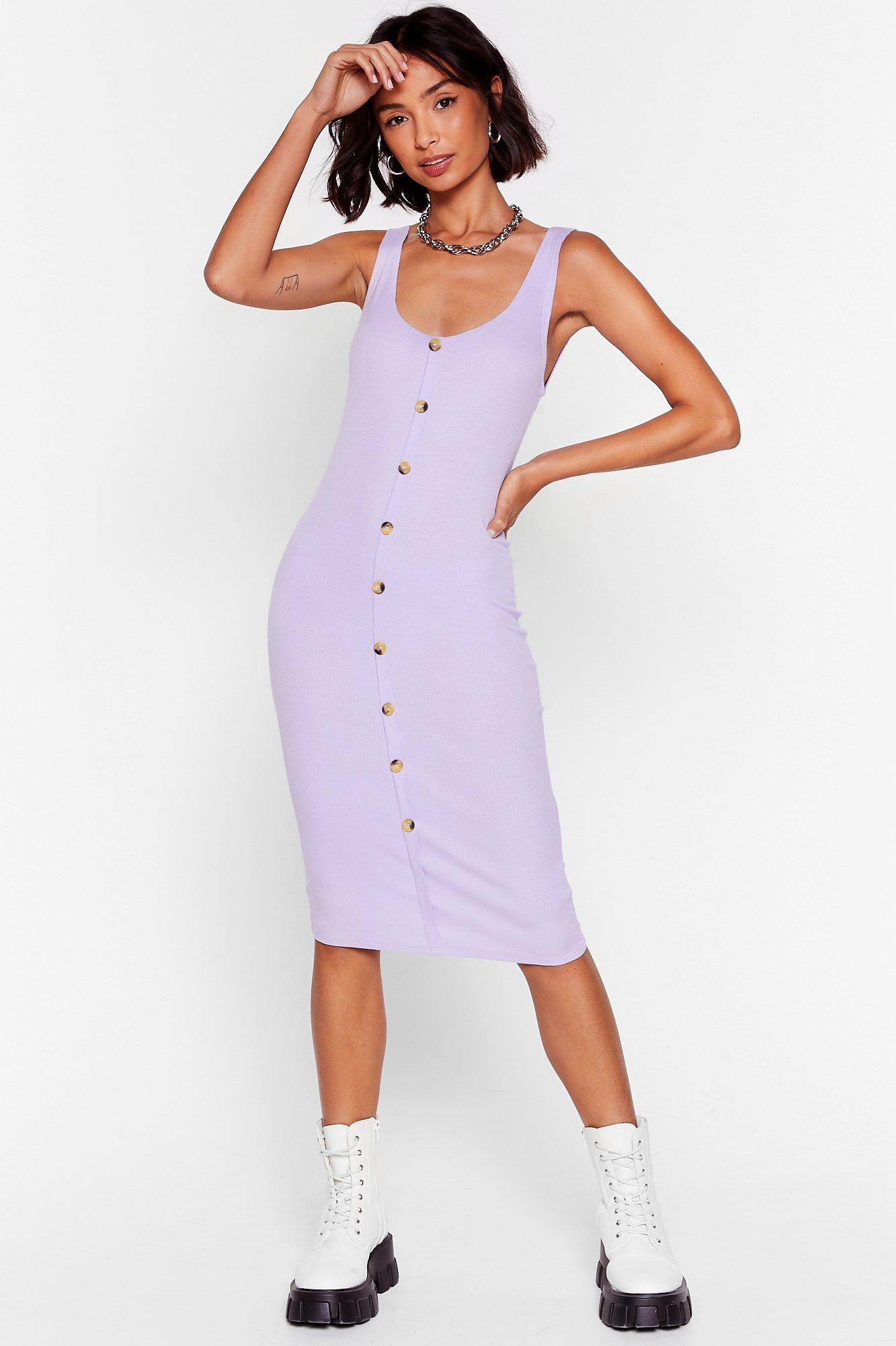 button down ribbed midi dress