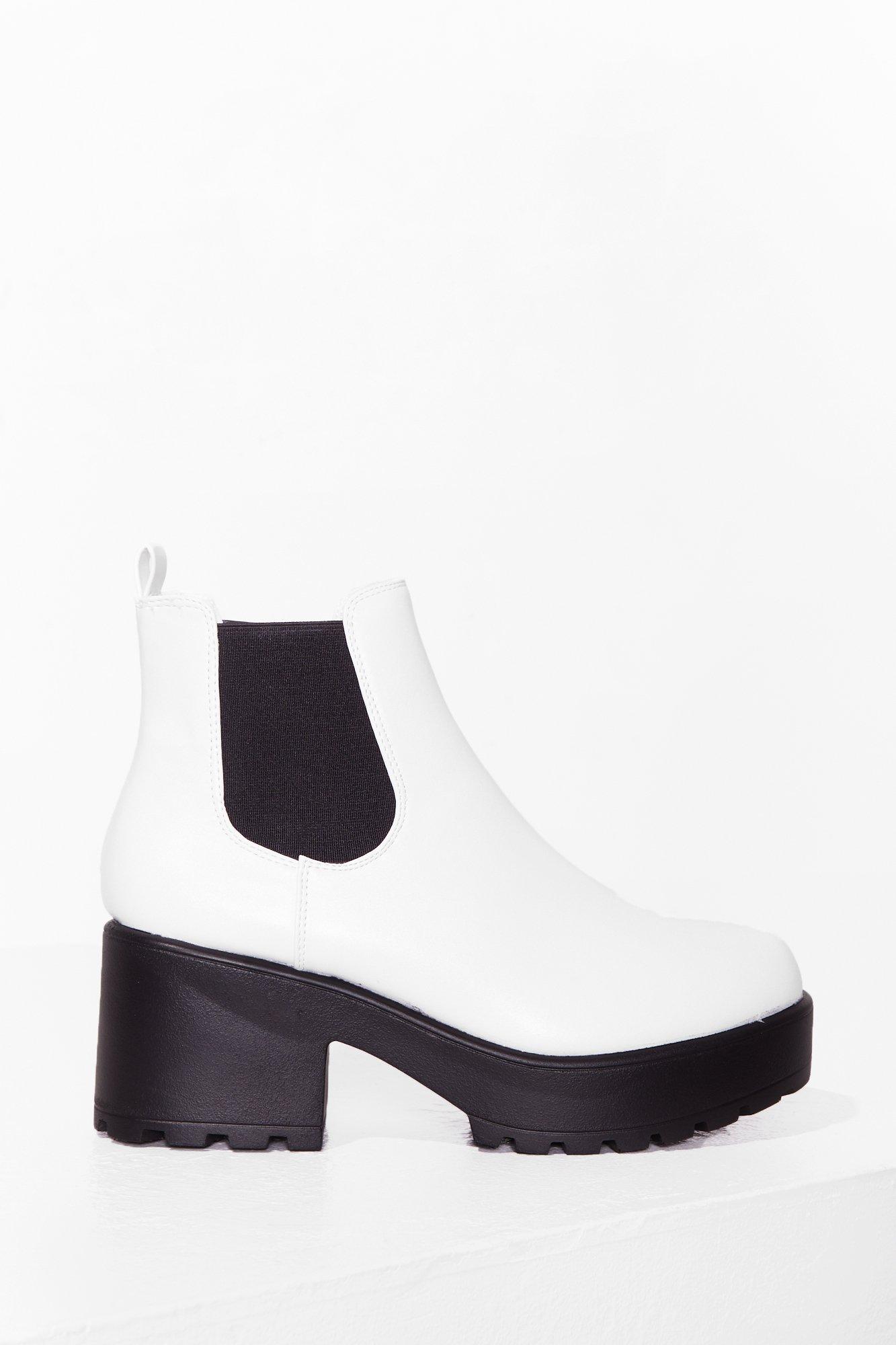 white platform chelsea boots