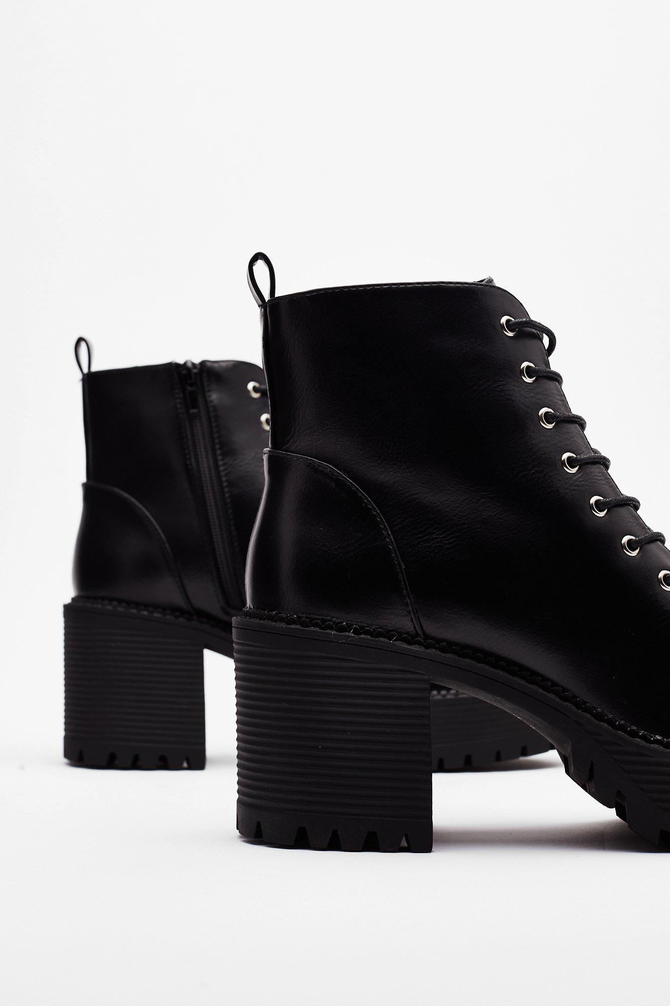 black lace up platform ankle boots