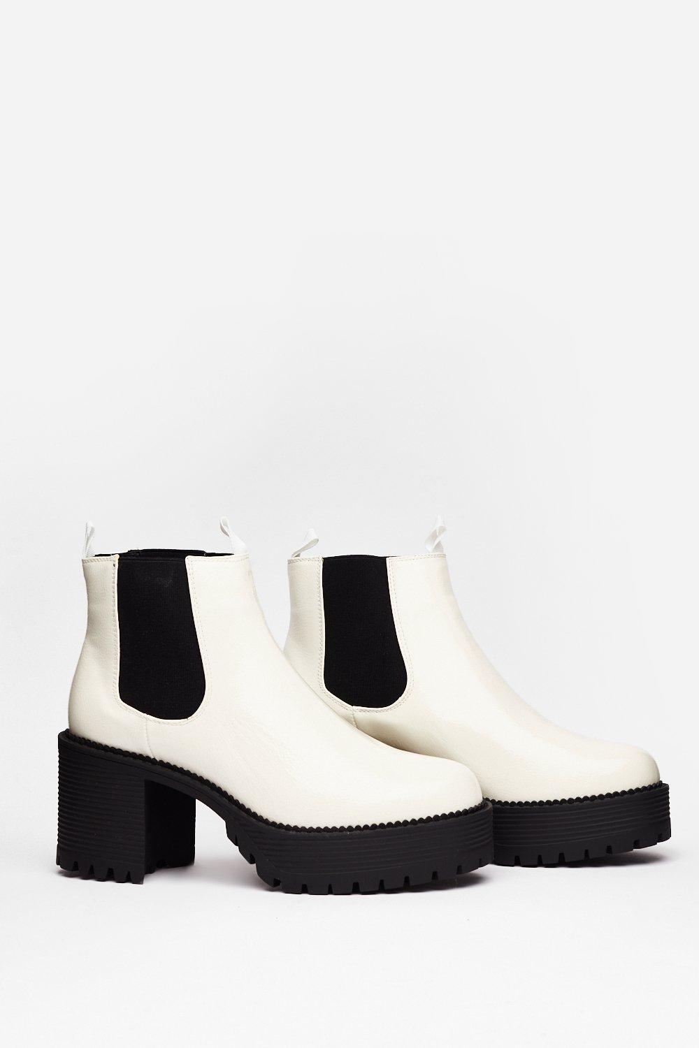 white chelsea platform boots