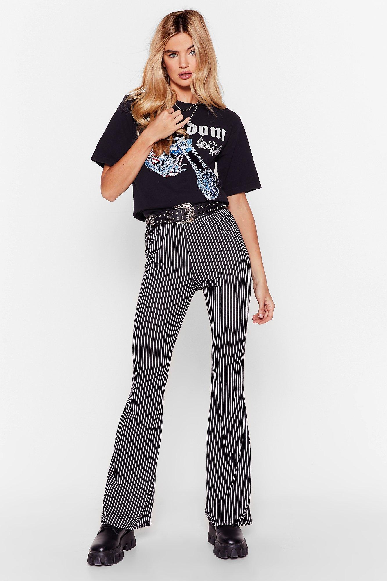 striped pants flare