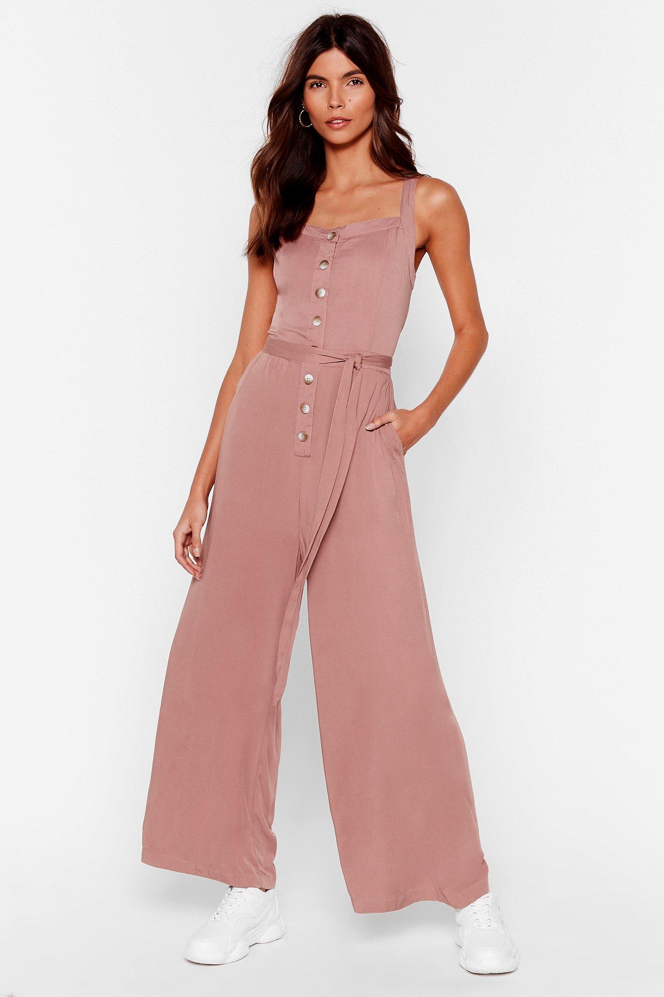 pink button jumpsuit