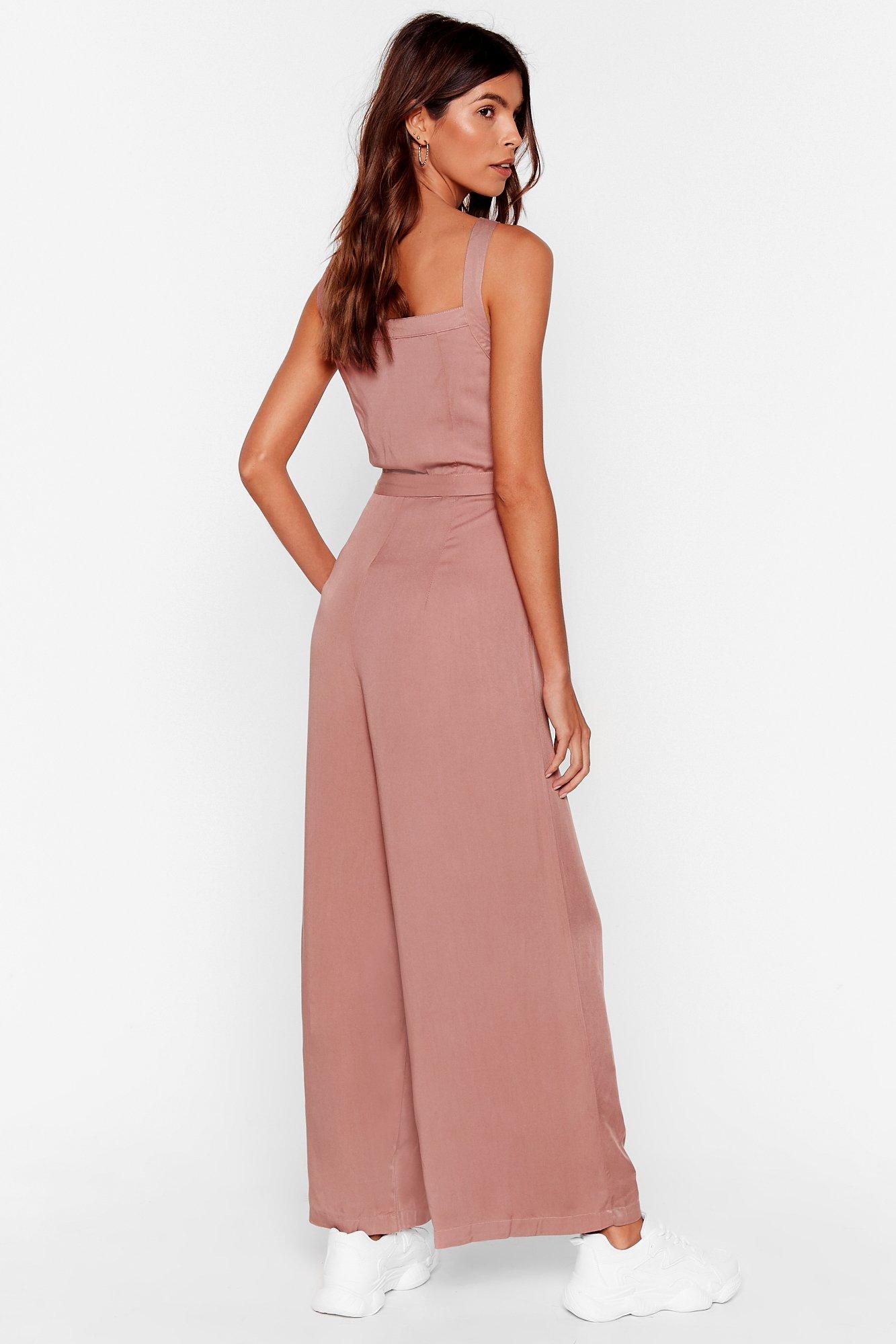 pink wide leg jumpsuit