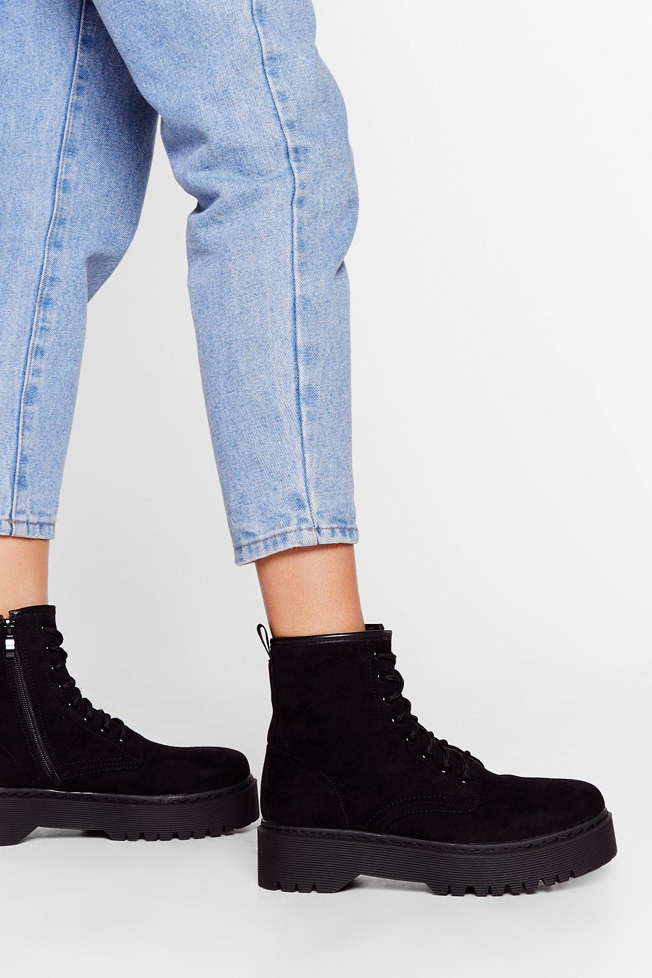 faux suede lace up ankle boots