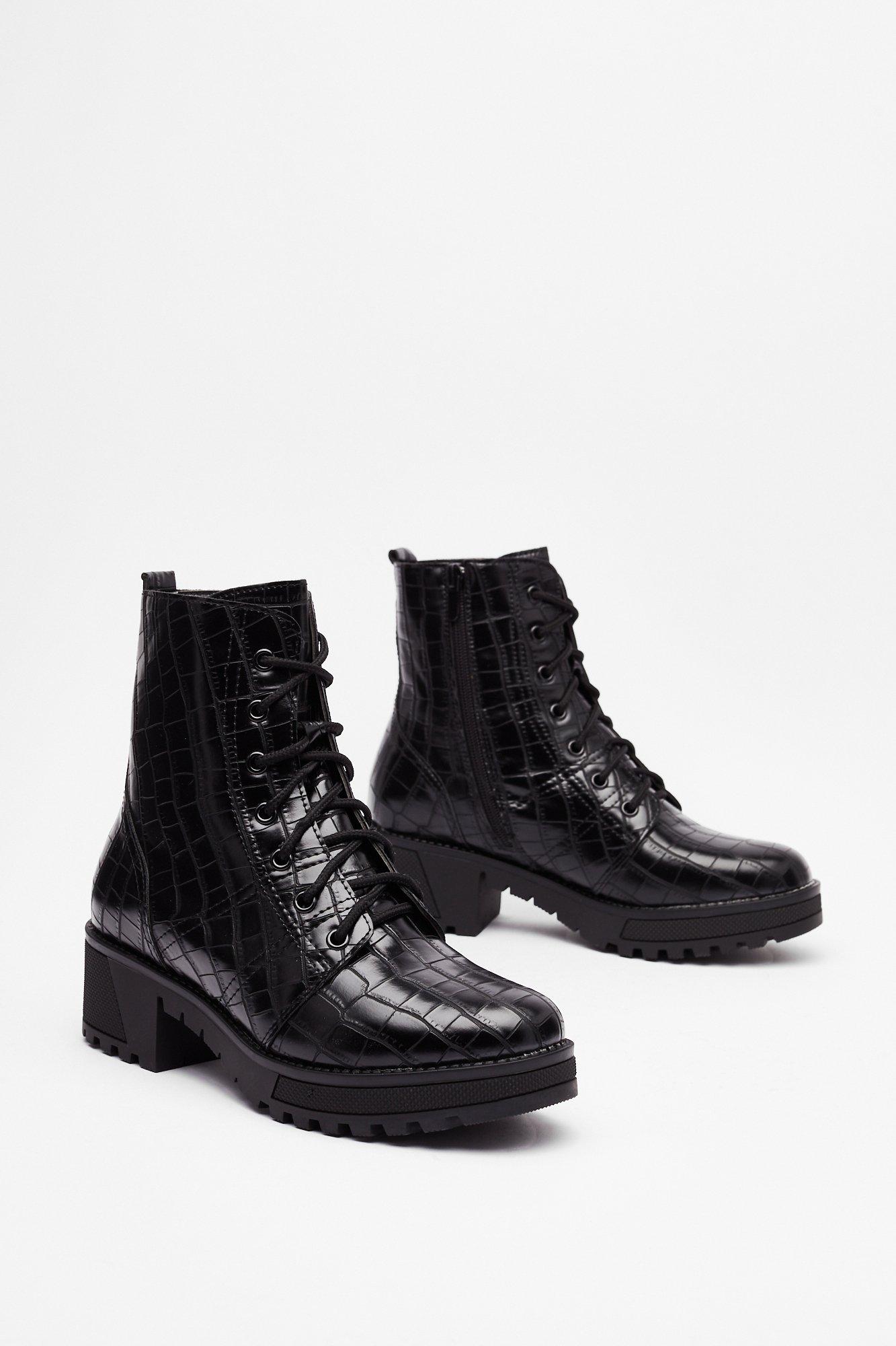 Patent Faux Leather Biker Boots | Nasty Gal