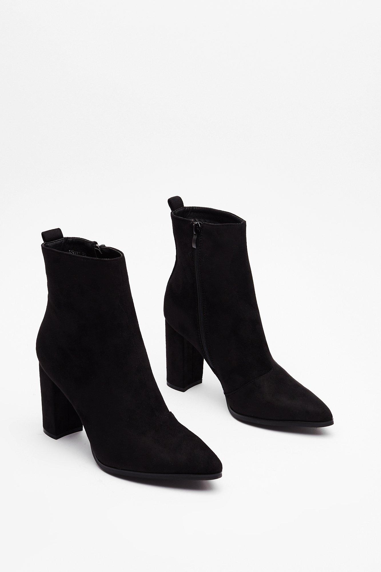suede heeled ankle boots