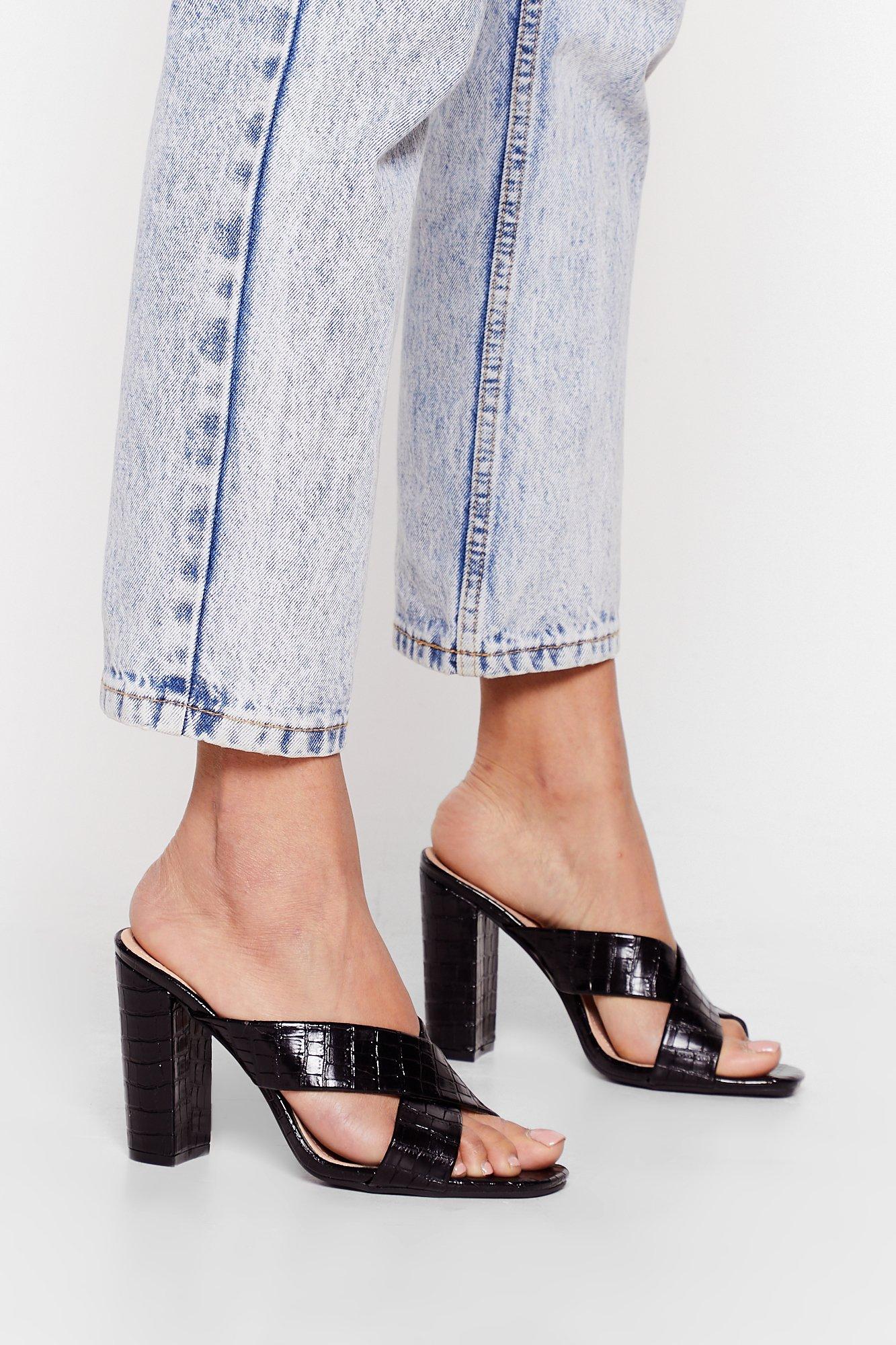 Kalyn croc heeled mules clearance