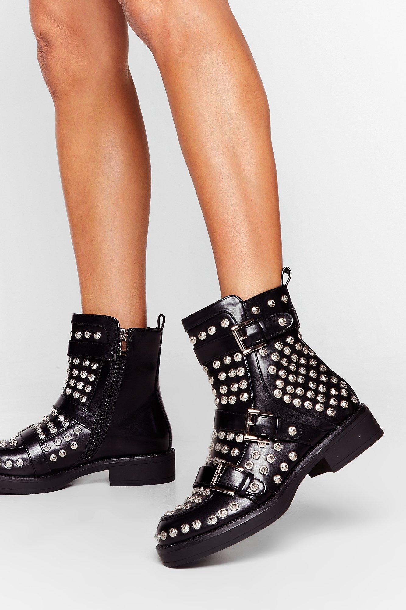 studded biker boots