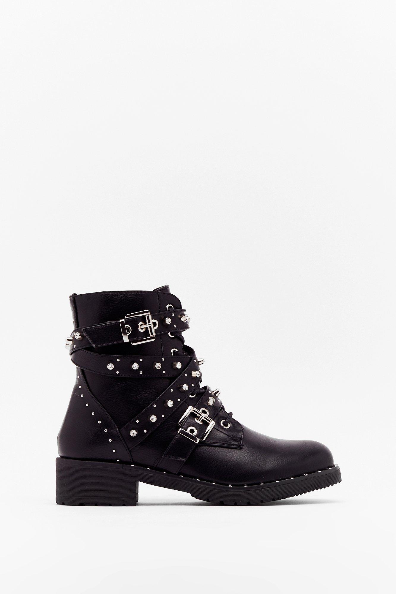 black embellished ankle boots