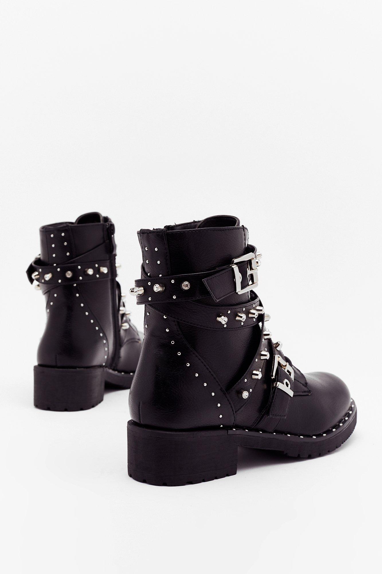 black embellished ankle boots