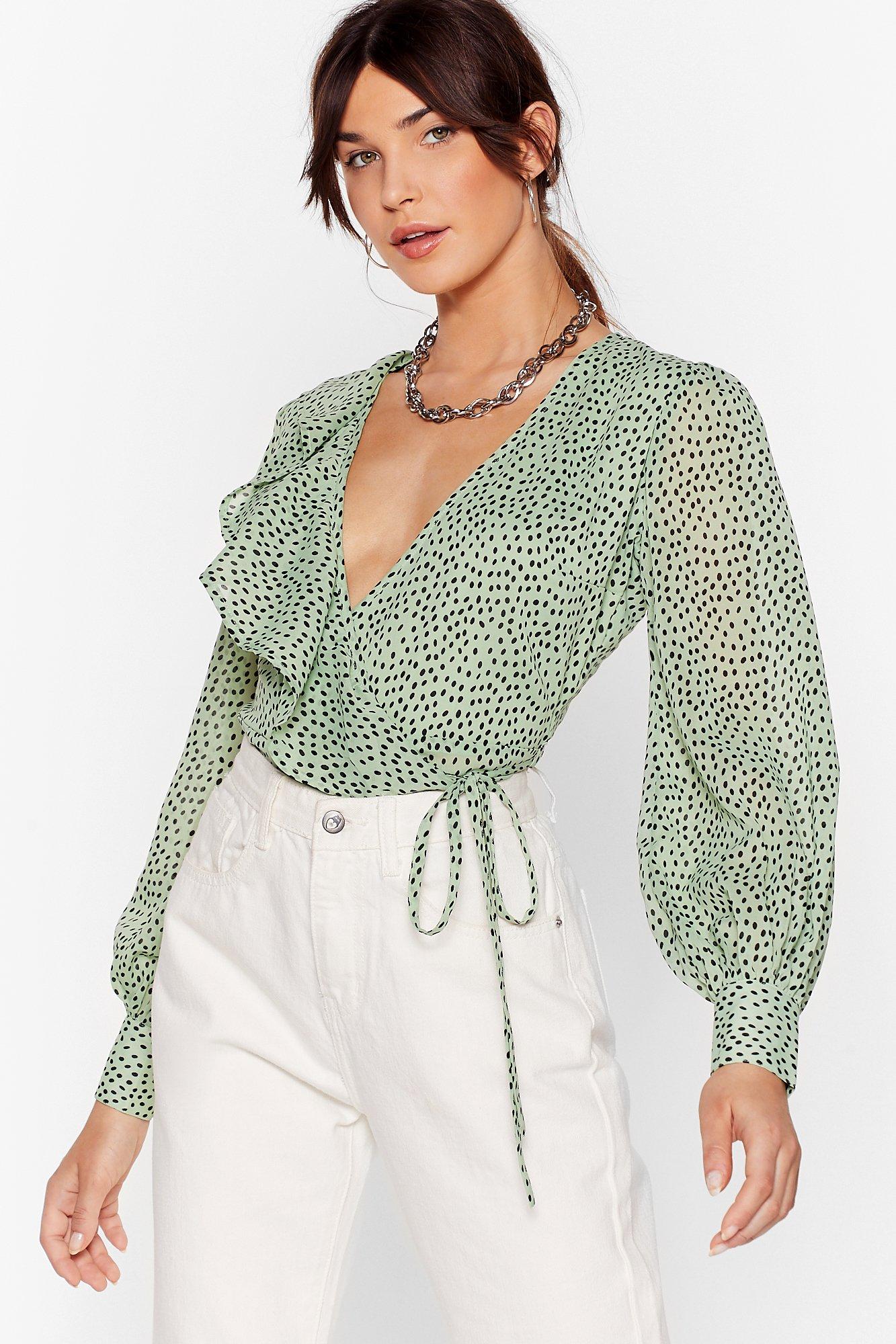 ruffle wrap blouse