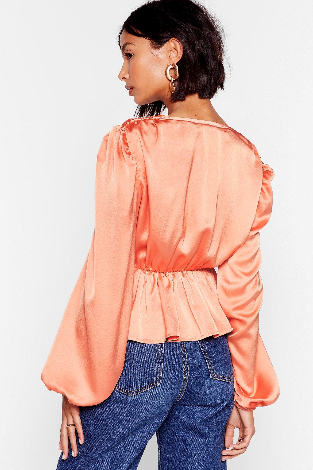 v neck satin blouse