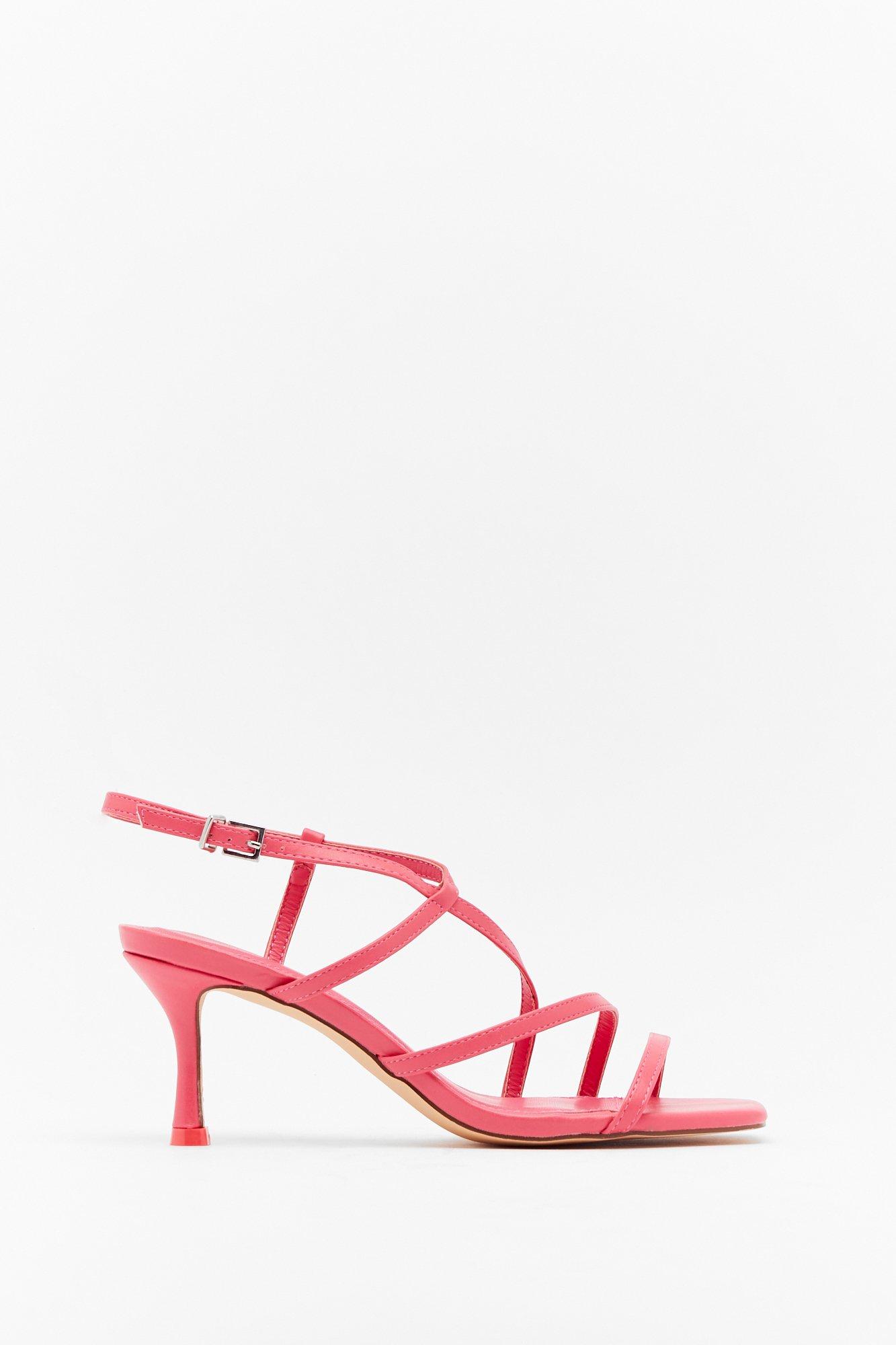 coral kitten heel sandals