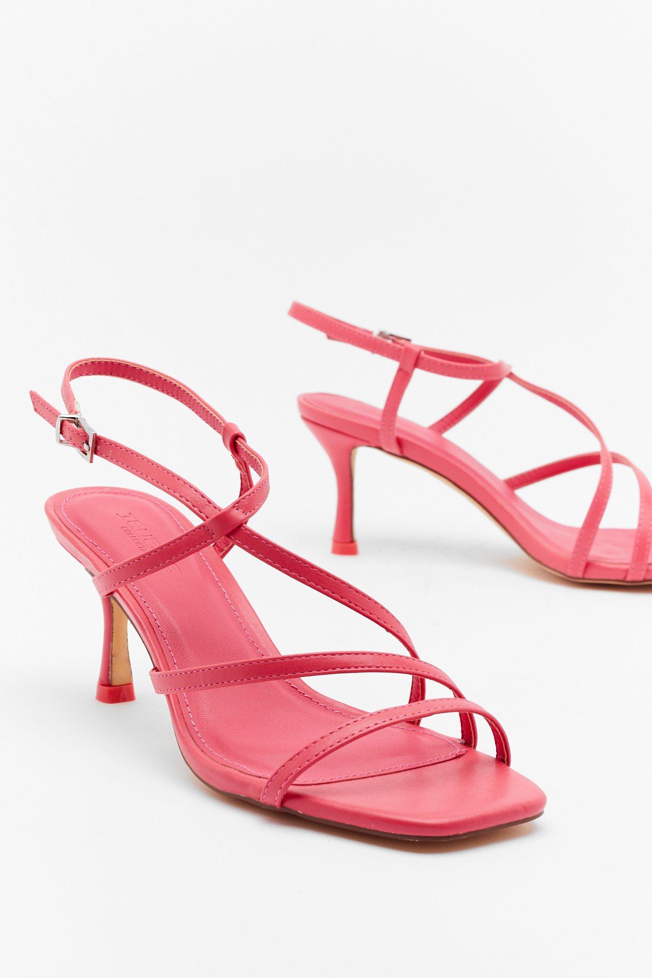 coral kitten heel sandals