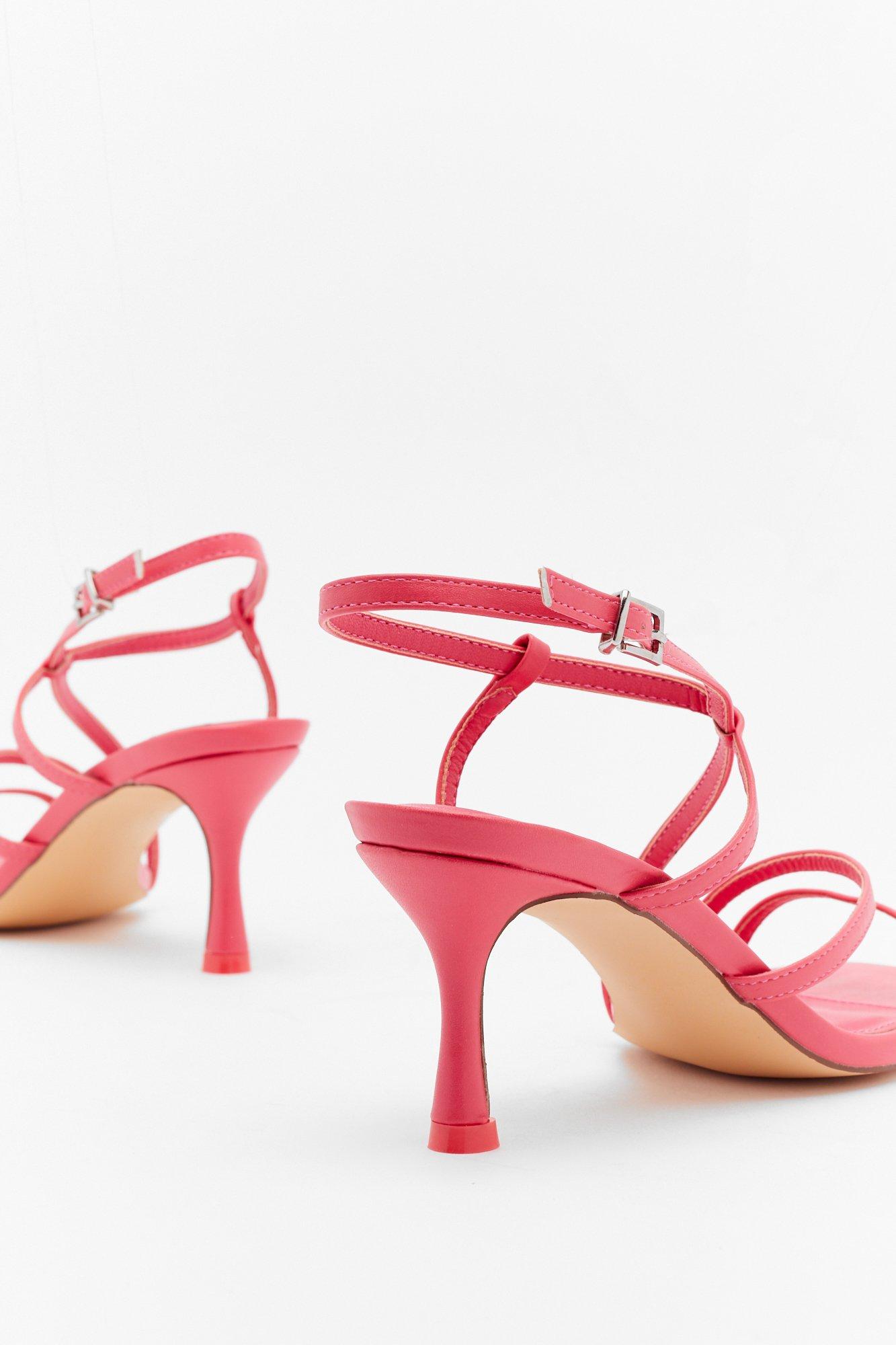 coral kitten heel sandals