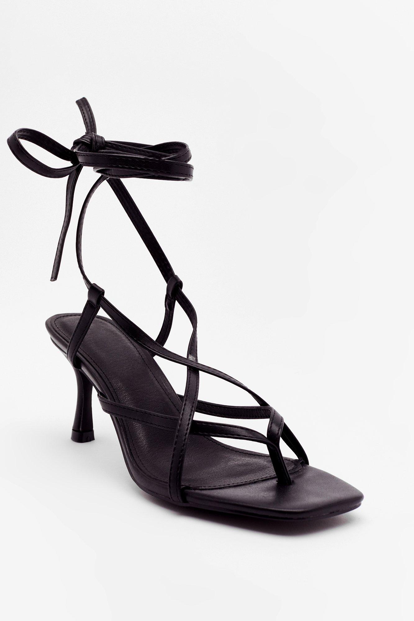 black lace up kitten heels