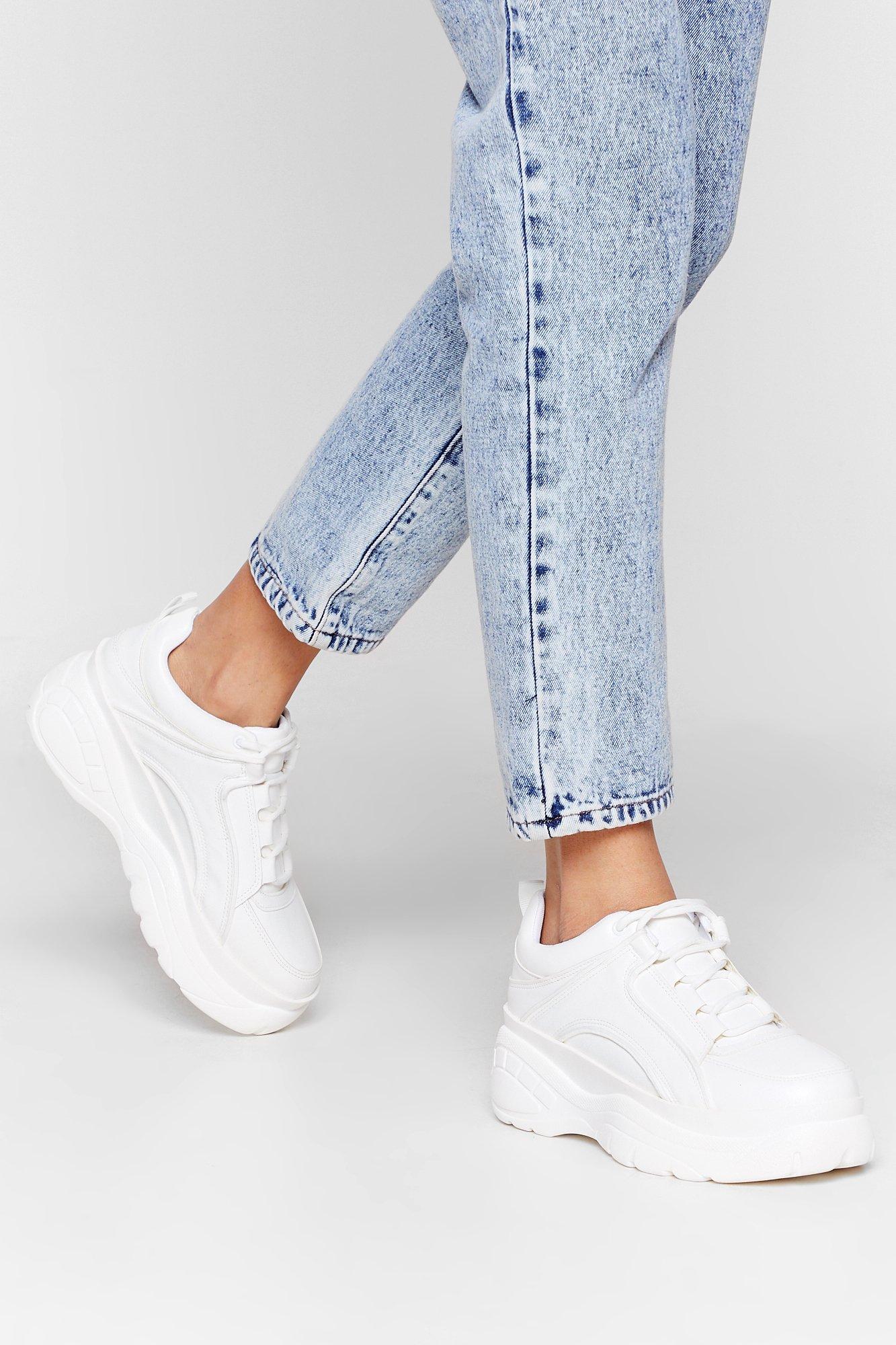 lace up chunky sole sneakers