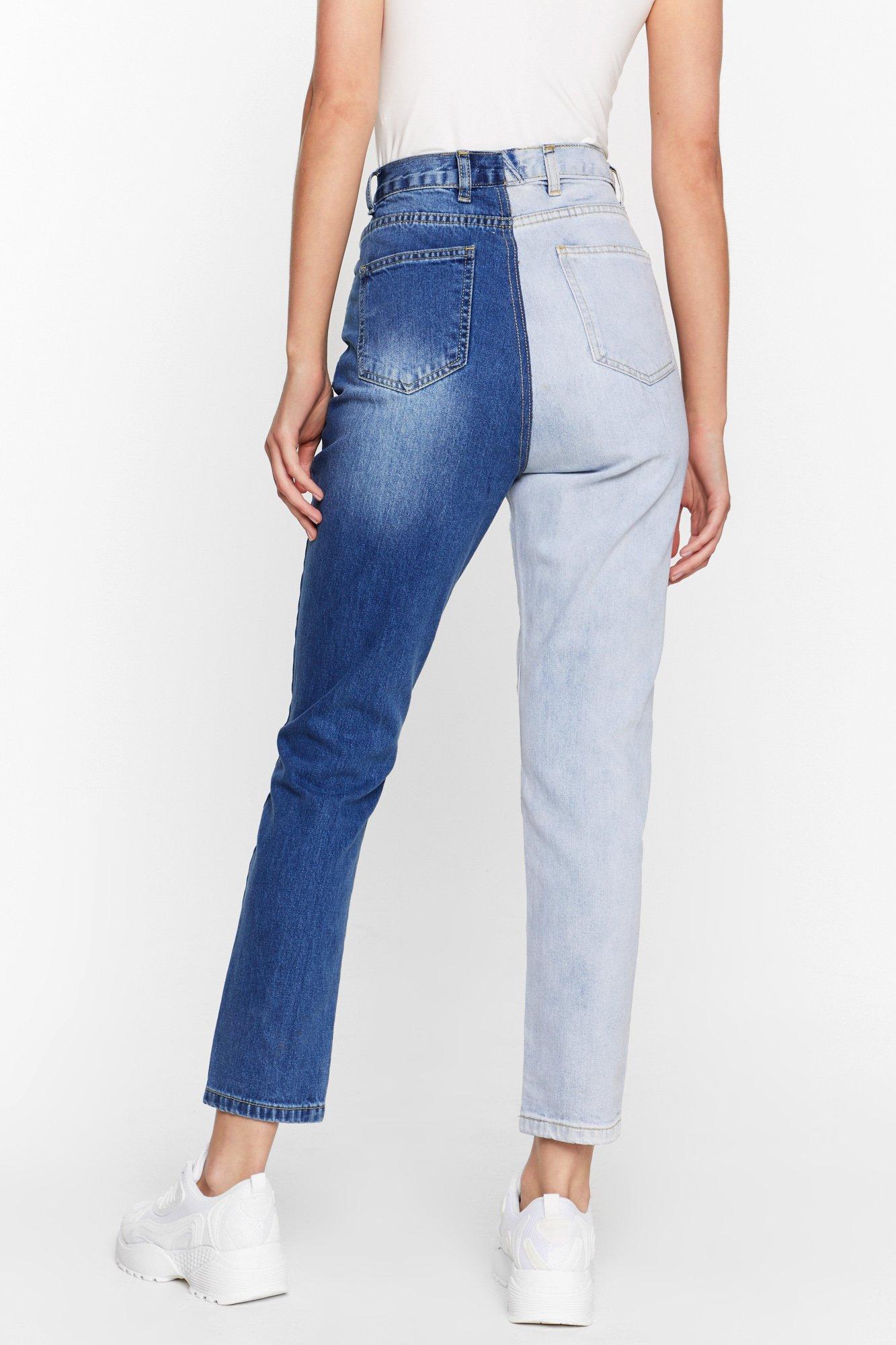 two tone high waisted jeans